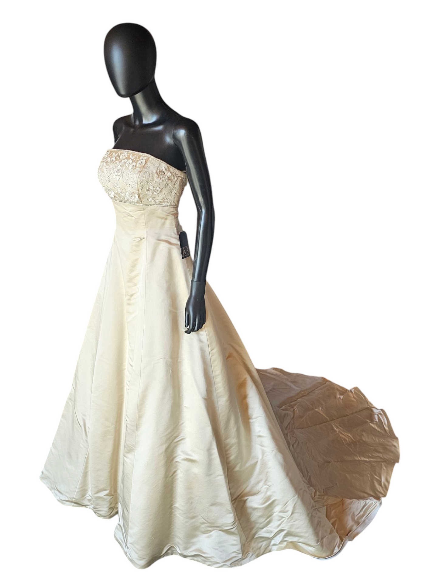 Gold Satin Empire A-Line Wedding Gown