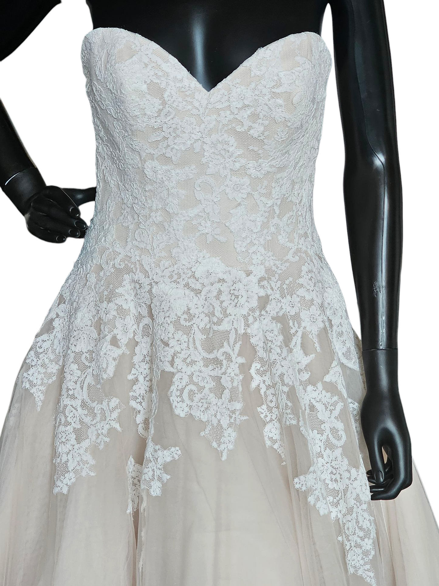 Blush/Ivory Lace Applique Ballgown Bridal Dress - Mori Lee