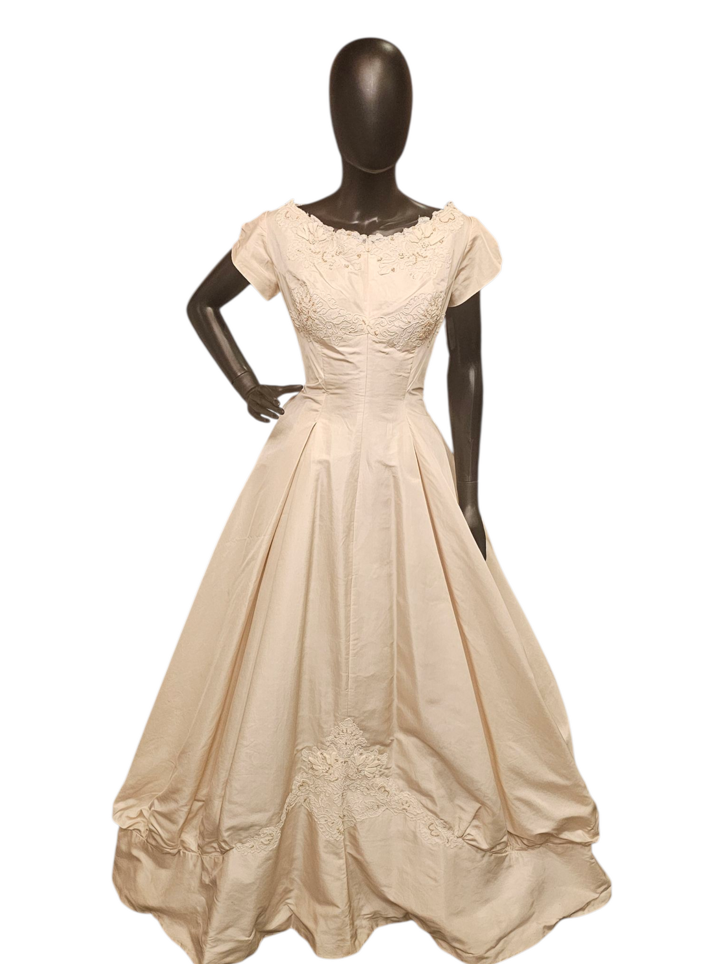 Vintage 50's Cream Silk Wedding Gown