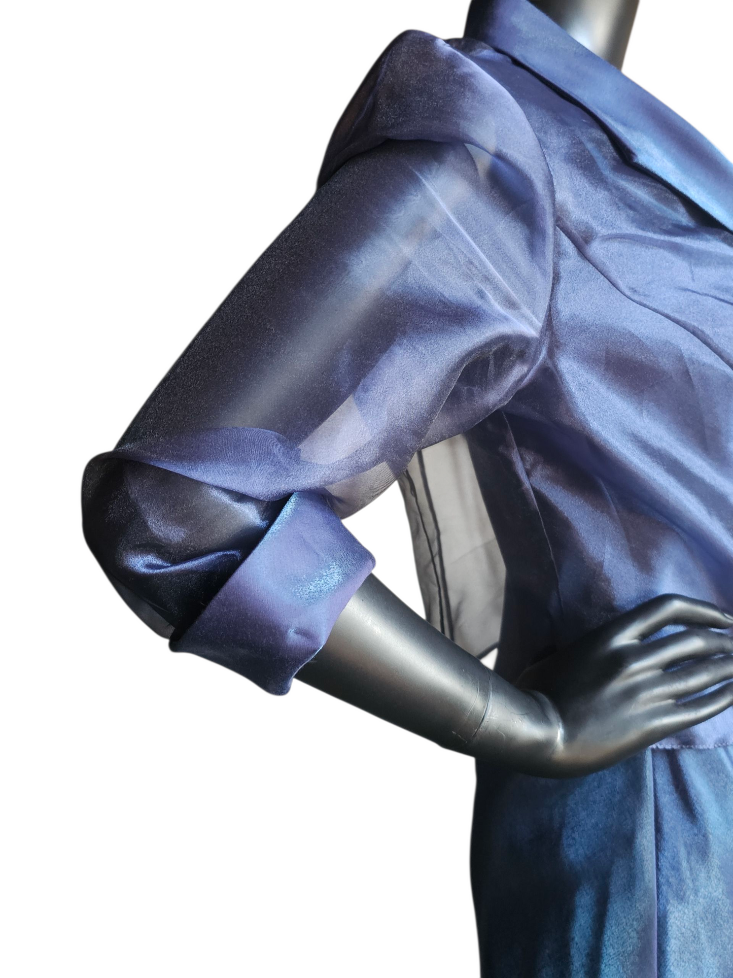 Iridescent Blue Sheath Formal Dress W/Jacket - Alex Evening - Petite