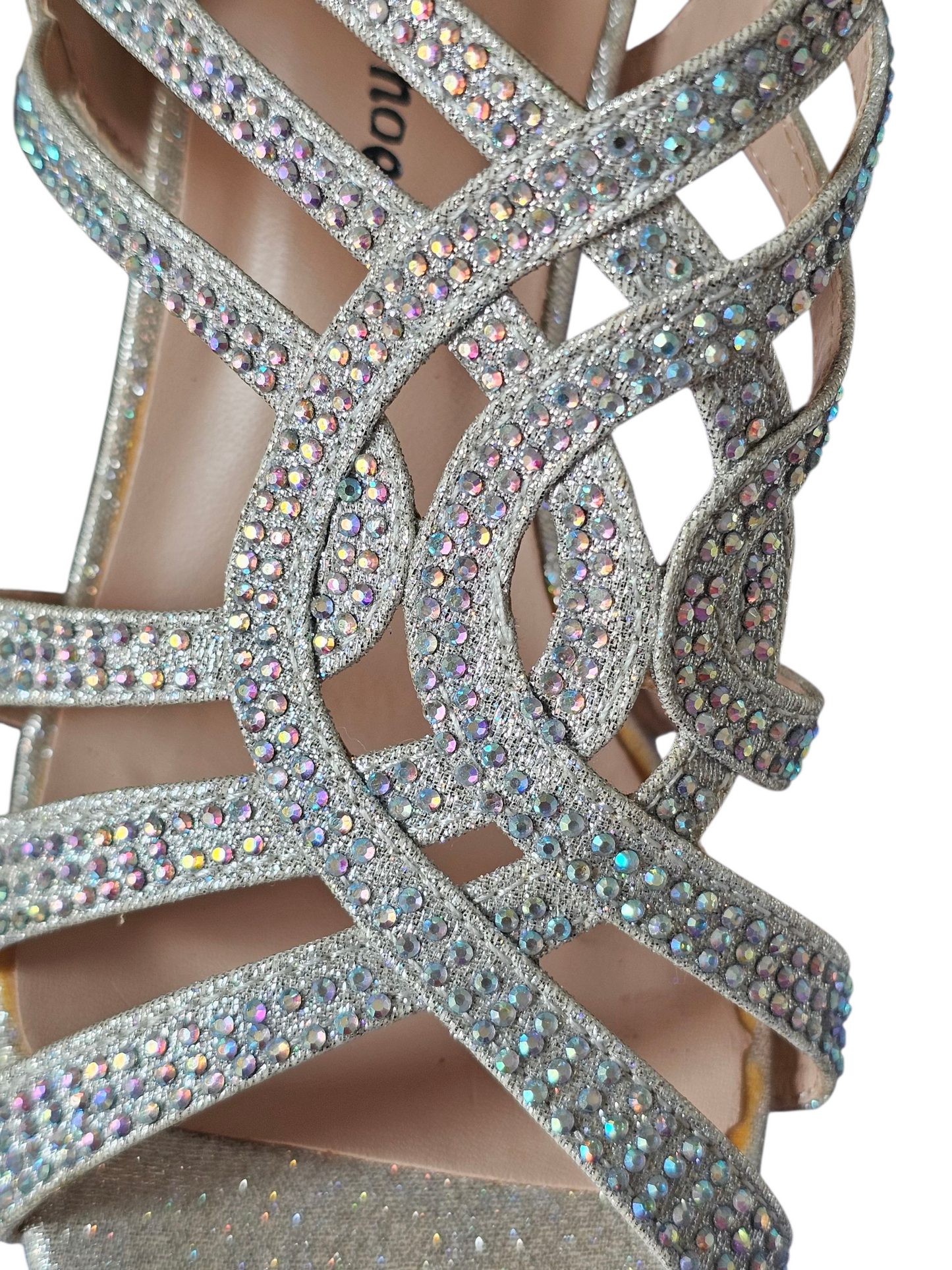 Silver/Iri Crystal Strappy Sandal