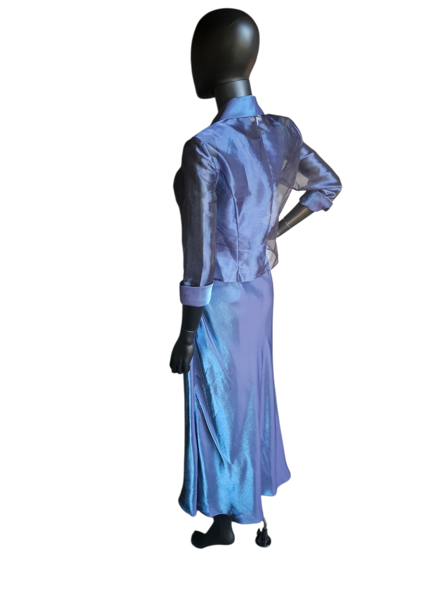 Iridescent Blue Sheath Formal Dress W/Jacket - Alex Evening - Petite