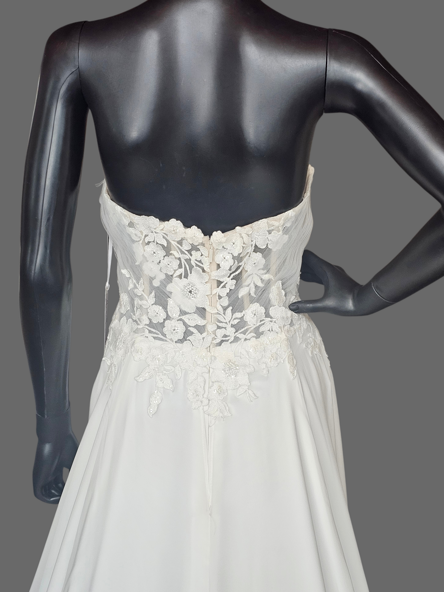 Ivory Silky Chiffon/Stretch Crepe Sweetheart Illusion Wedding Gown - Beloved