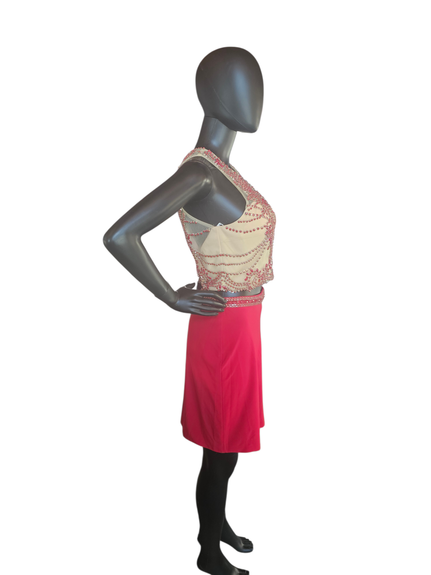 Red/Nude 2 Piece Party Dress - Juliet