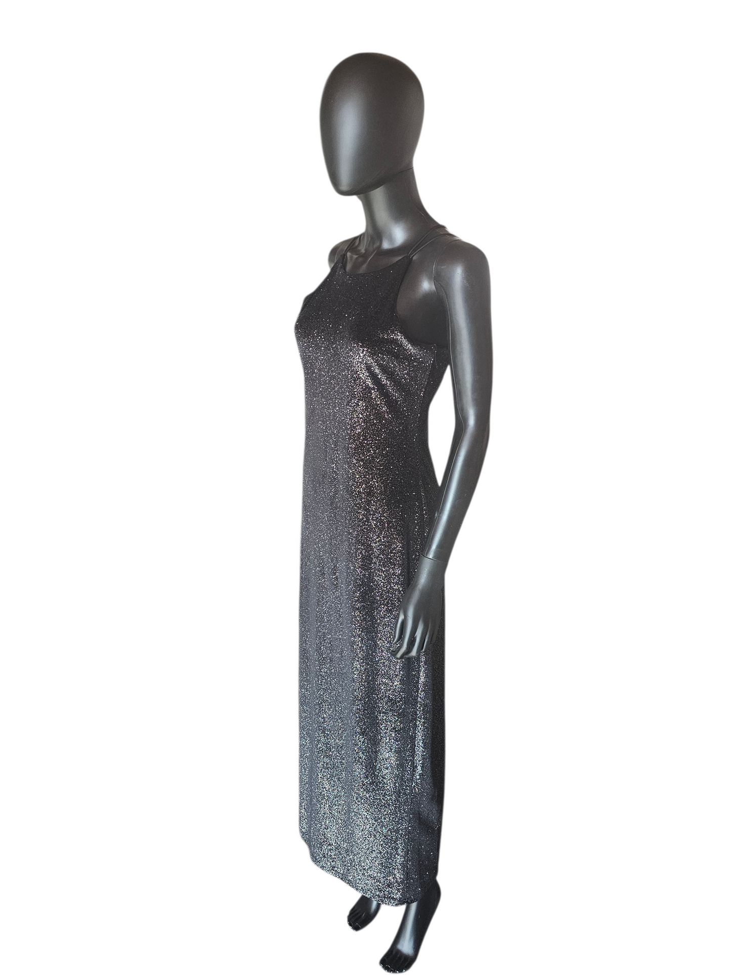 Black Velvet Glitter Halter Prom/Party Dress - Afortiori