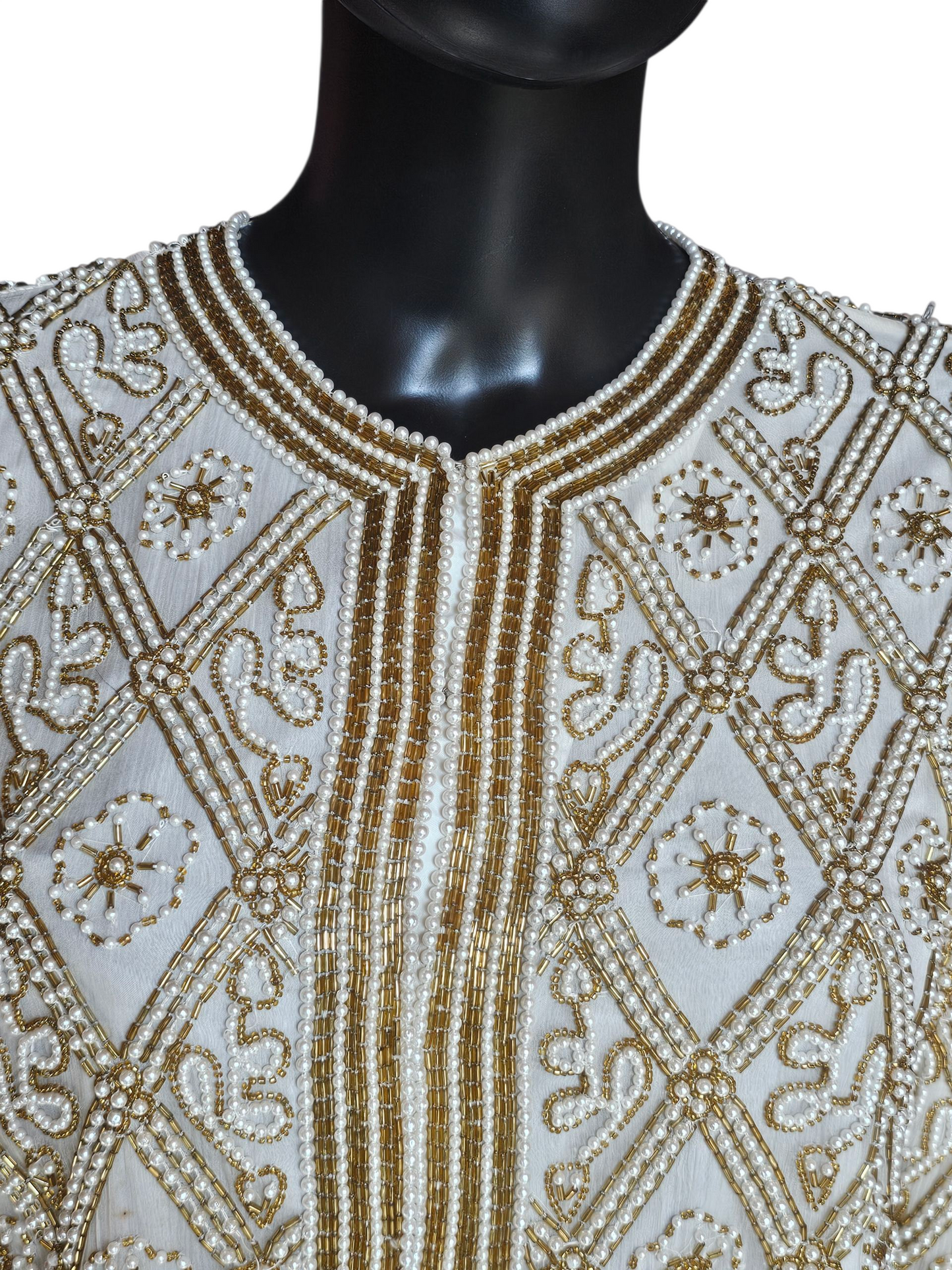 Ivory/Gold/Pearl 100% Silk Jacket