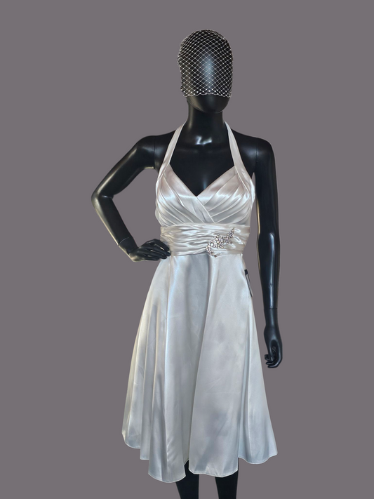 Juju & Christine Silk Satin Short Wedding Gown
