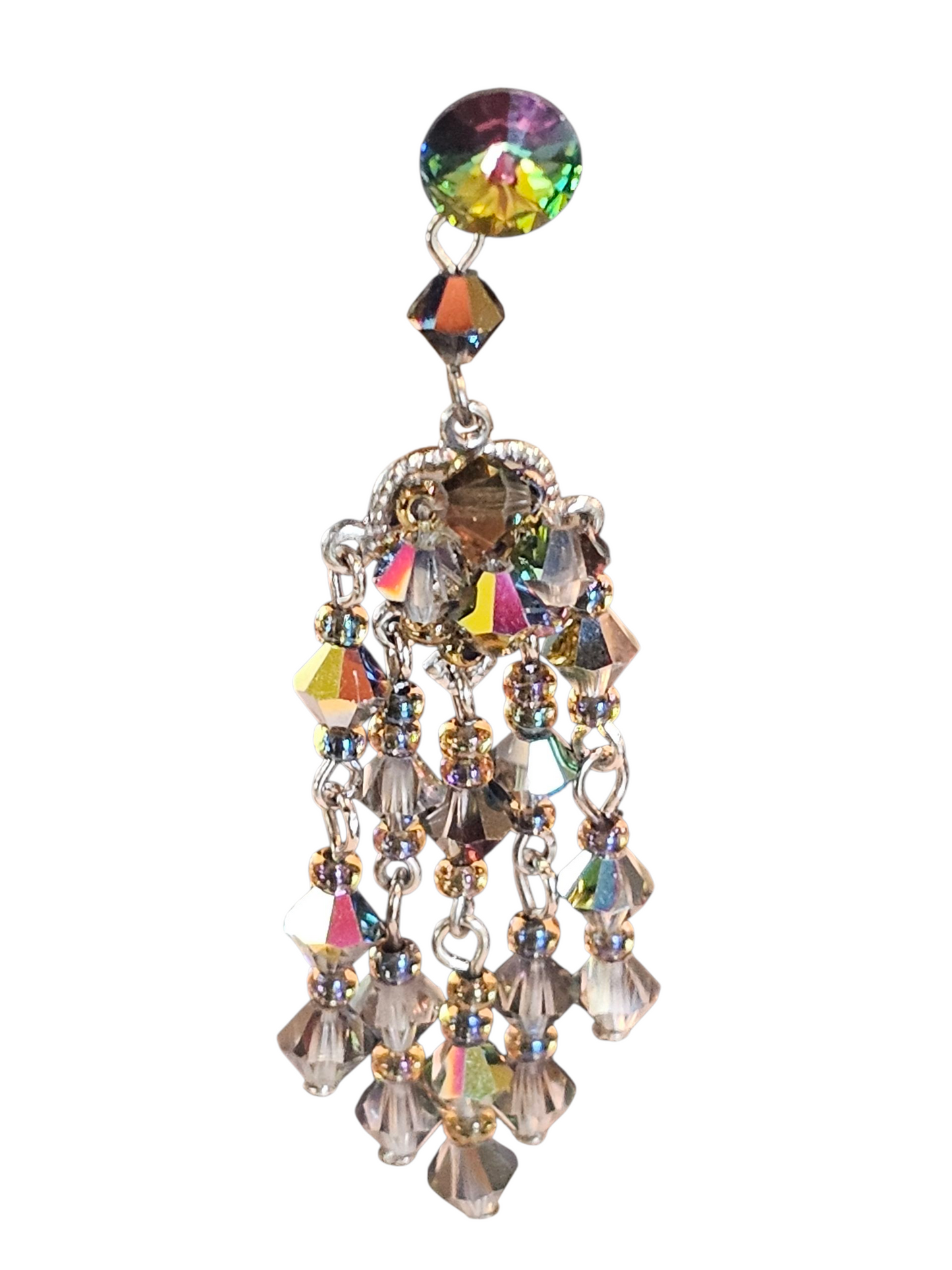 Multicolored Bead Fringe Dangle Earring