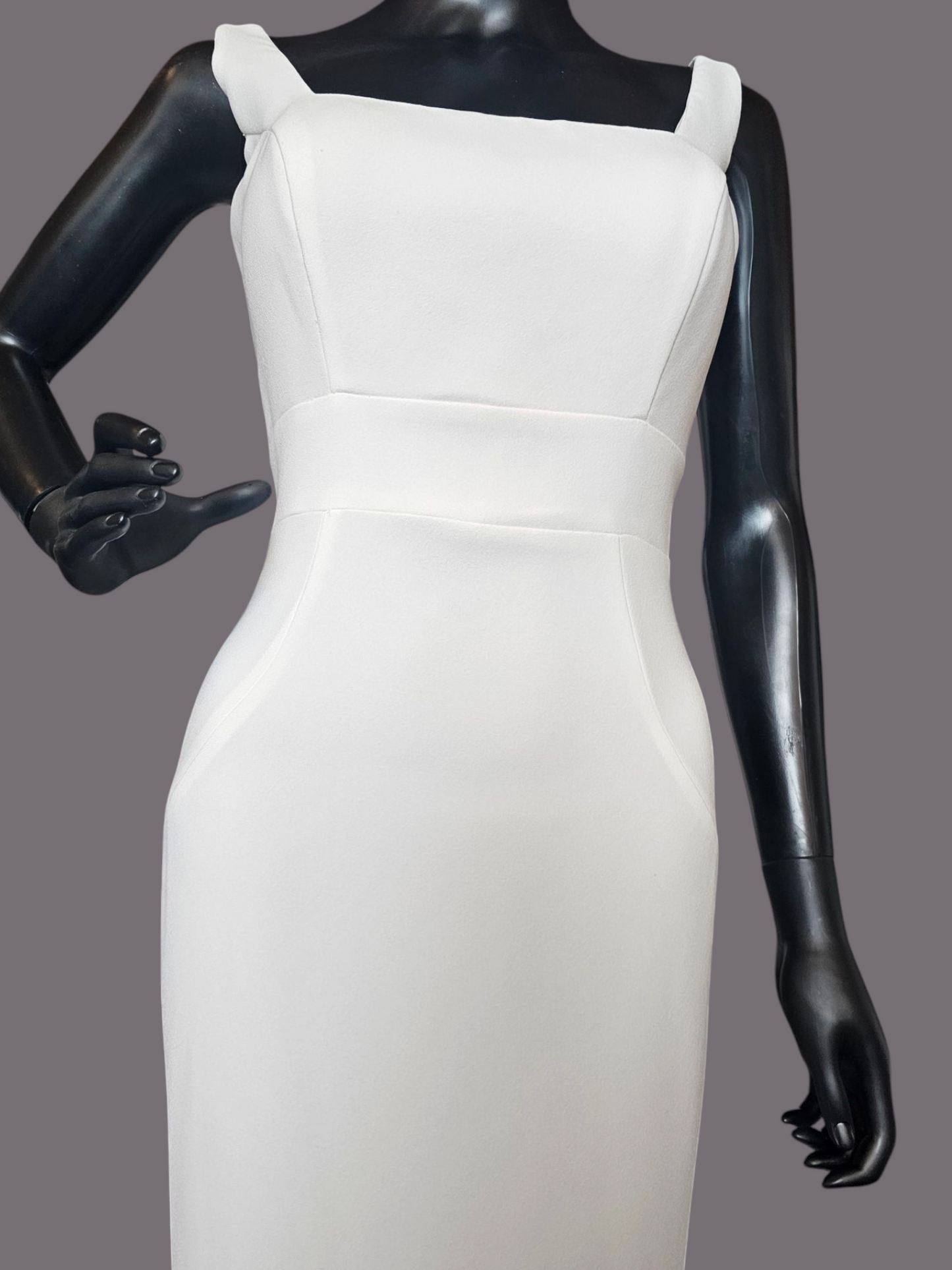 Ivory Crepe Fit/Flare Square Neck Wedding Gown - Mori Lee