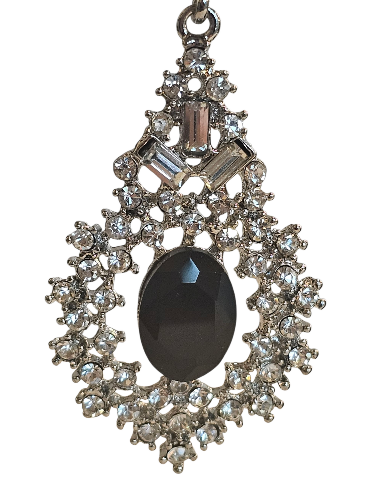 Black/Silver Crystal Drop Earring