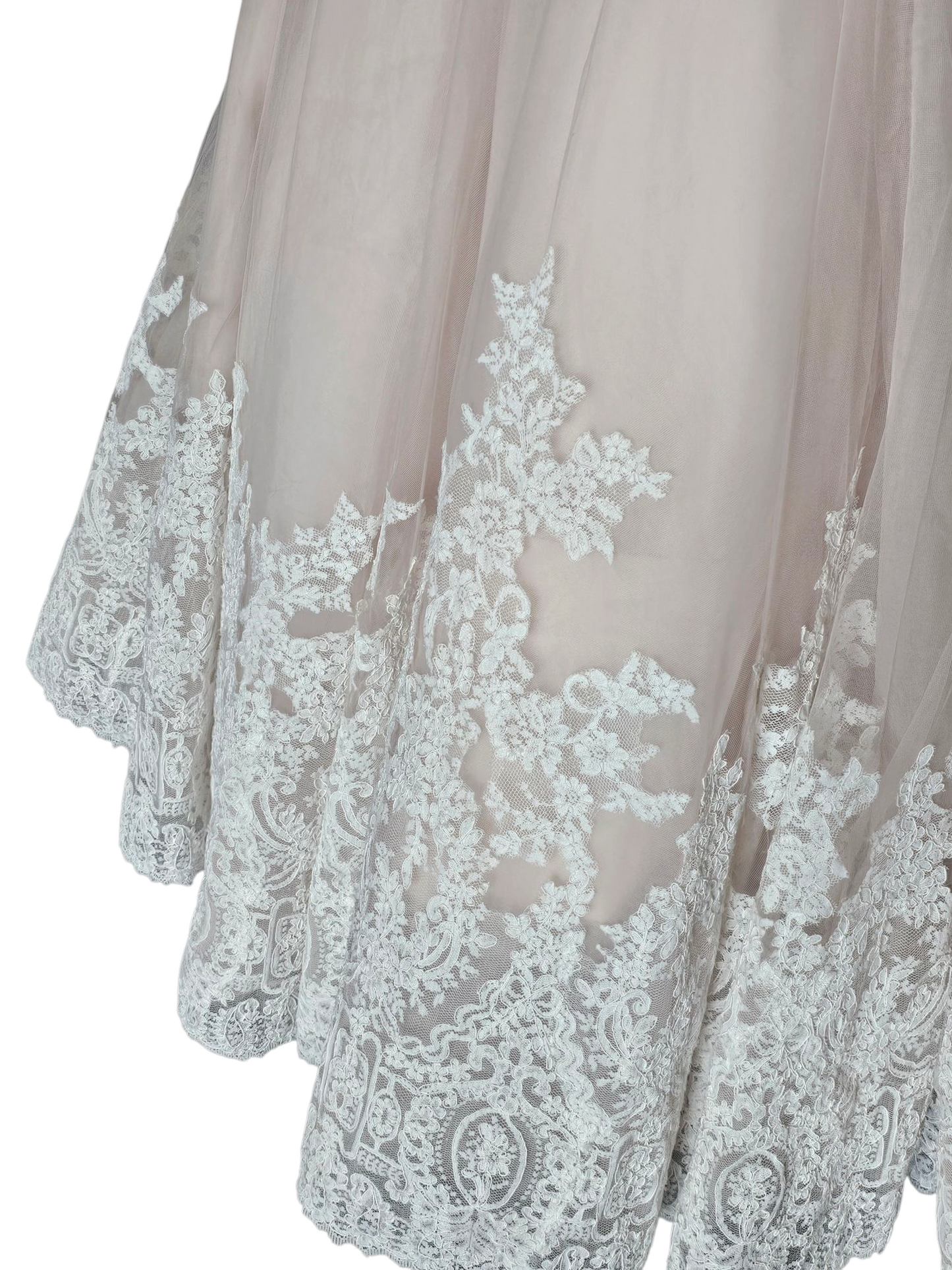Blush/Ivory Lace Applique Ballgown Bridal Dress - Mori Lee