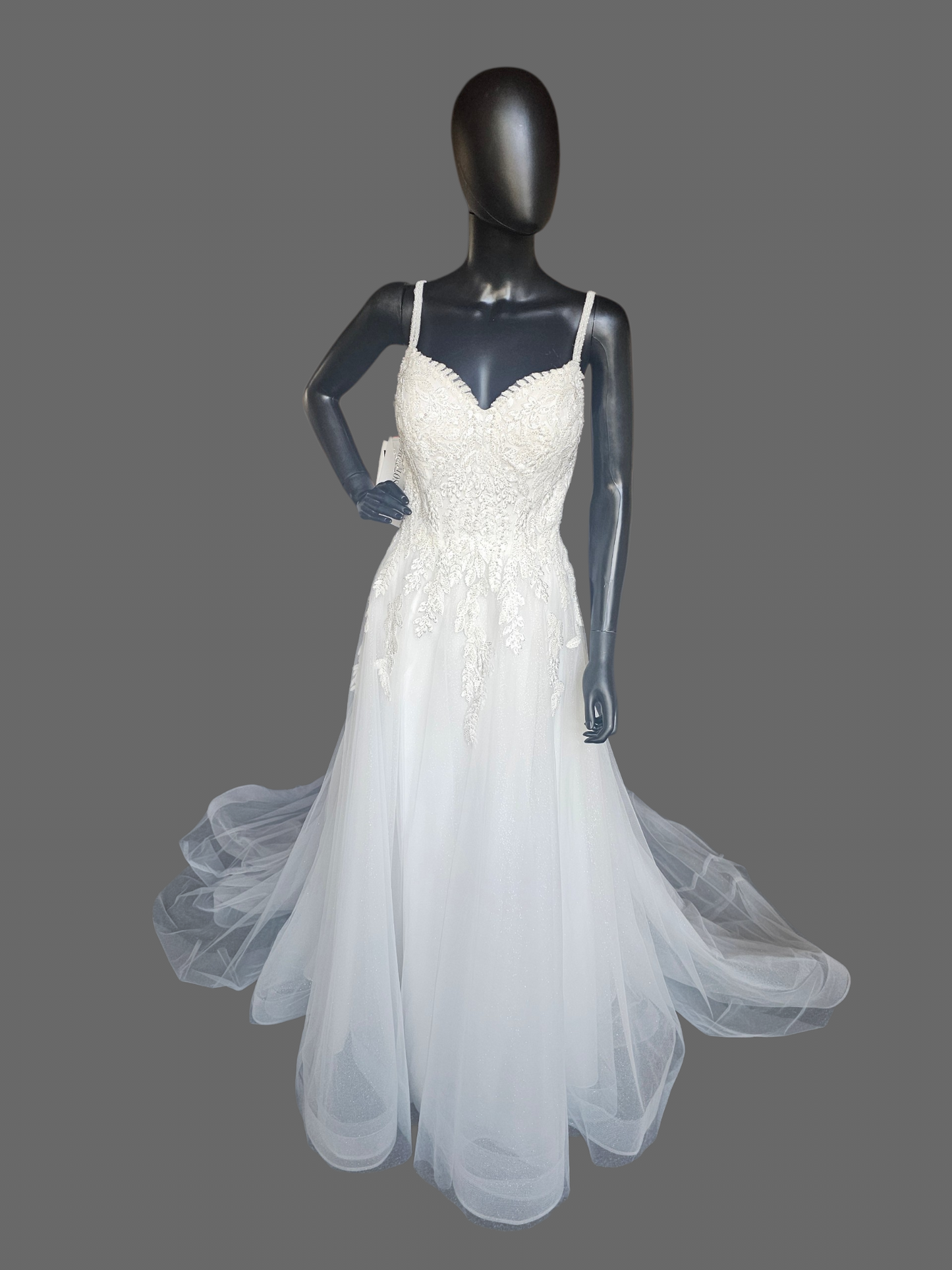 Ivory Sweetheart Floral Sparkle Mesh A-Line Wedding Gown - Rebecca Ingram