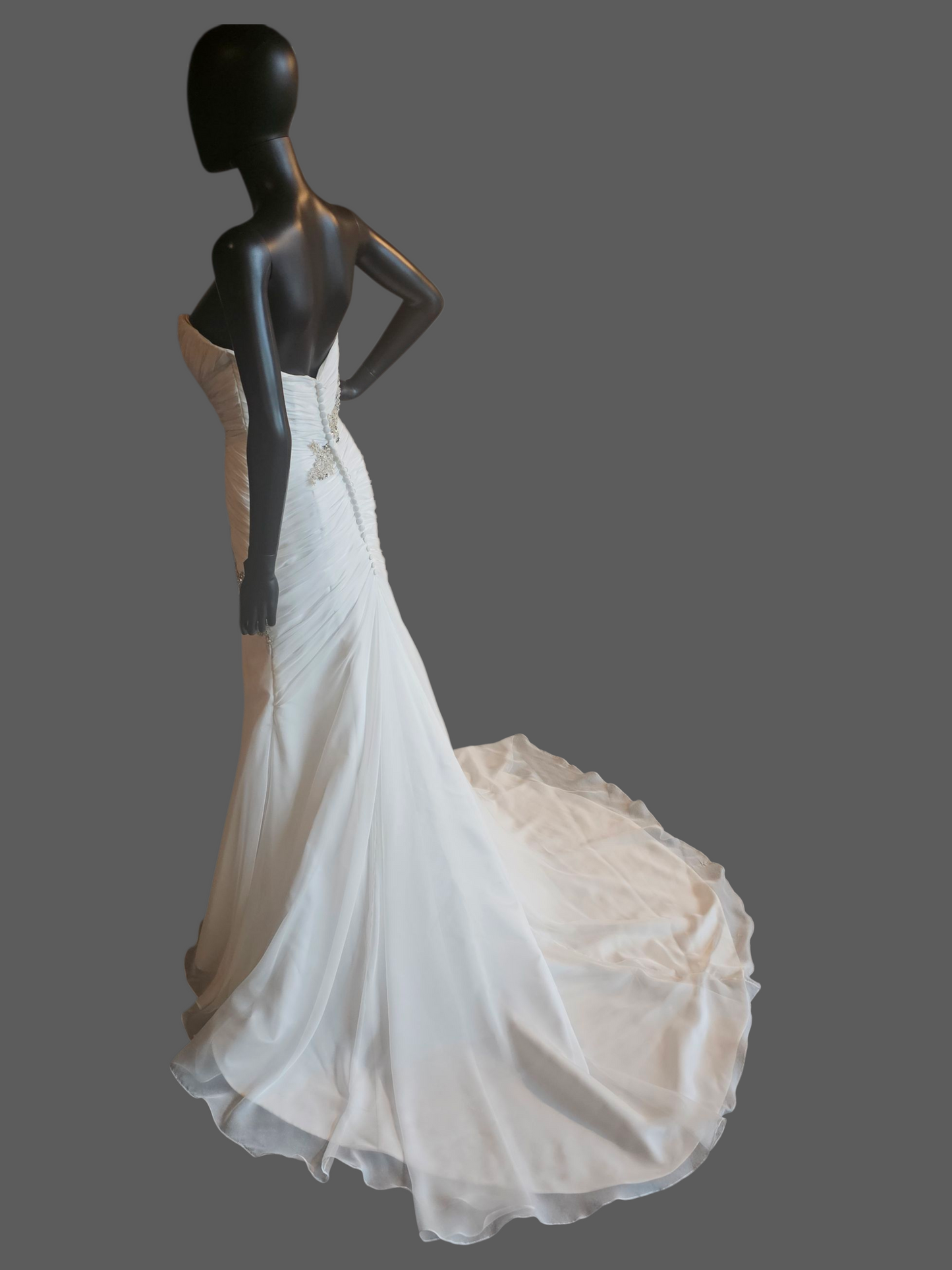 Ivory Chiffon Fit/Flare Sweetheart Wedding Gown - Casablanca
