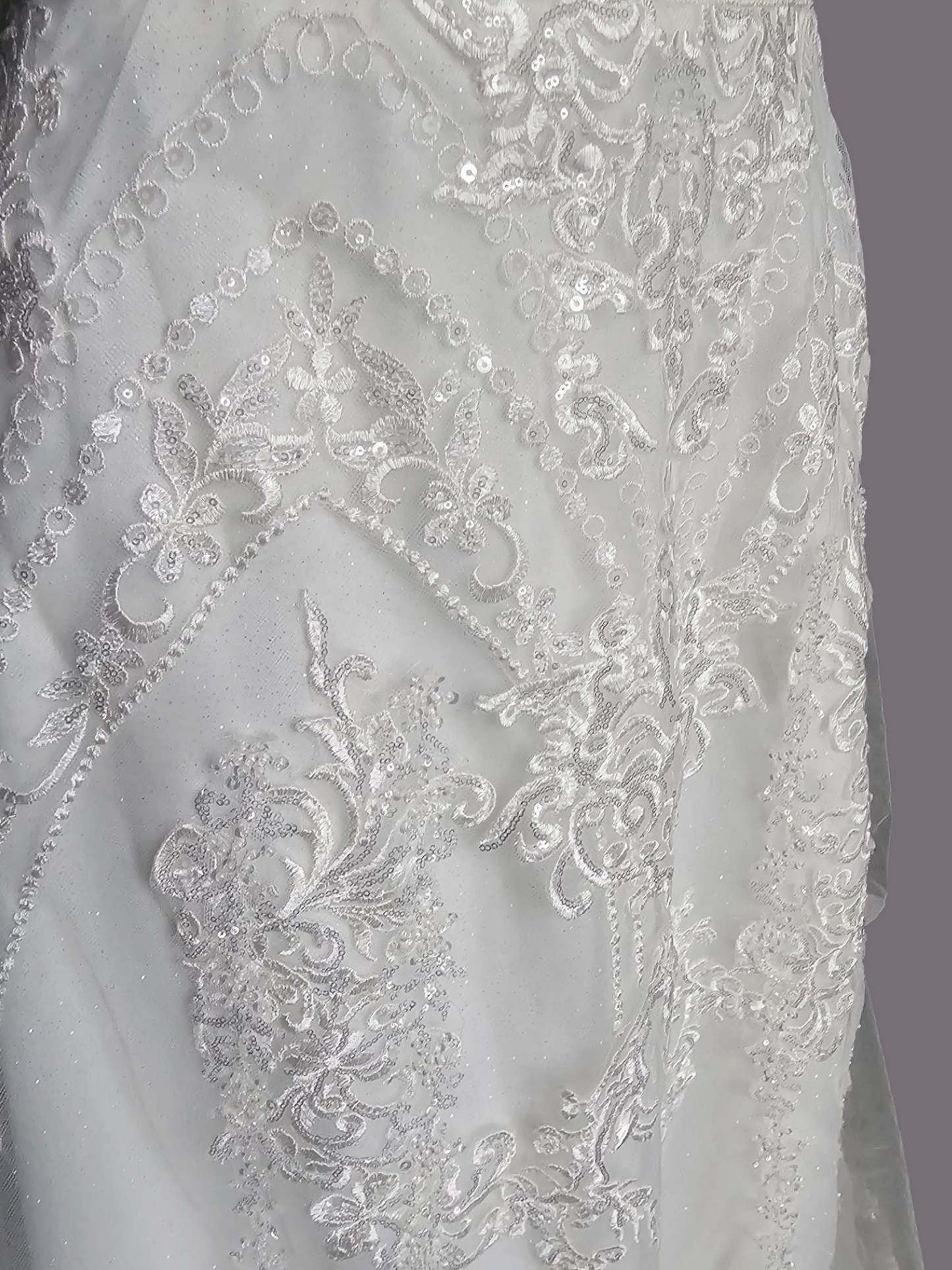 Sparkle A-Line Plunge Spaghetti Strap Wedding Gown - Oleg Cassini