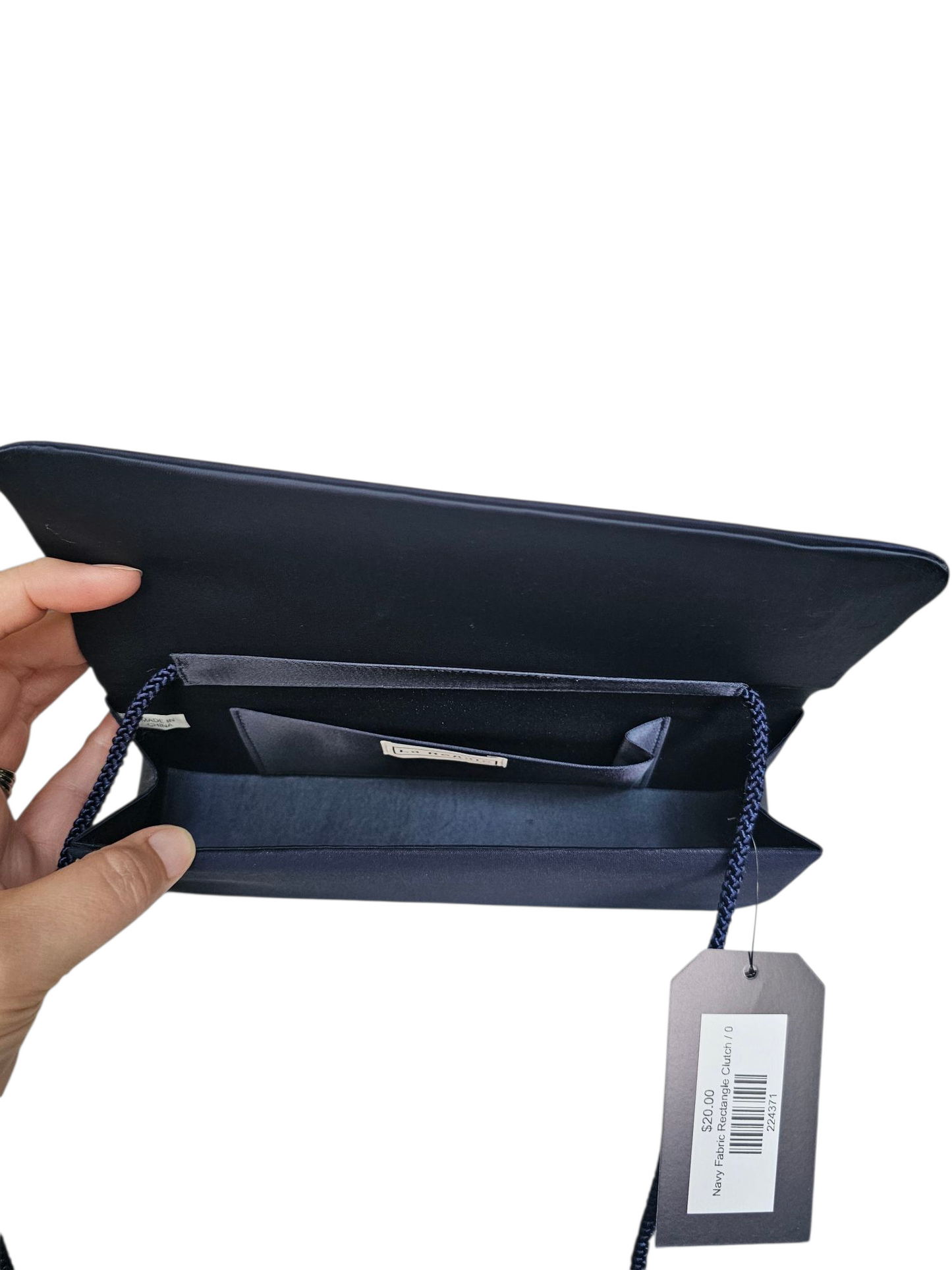 Navy Fabric Rectangle Clutch