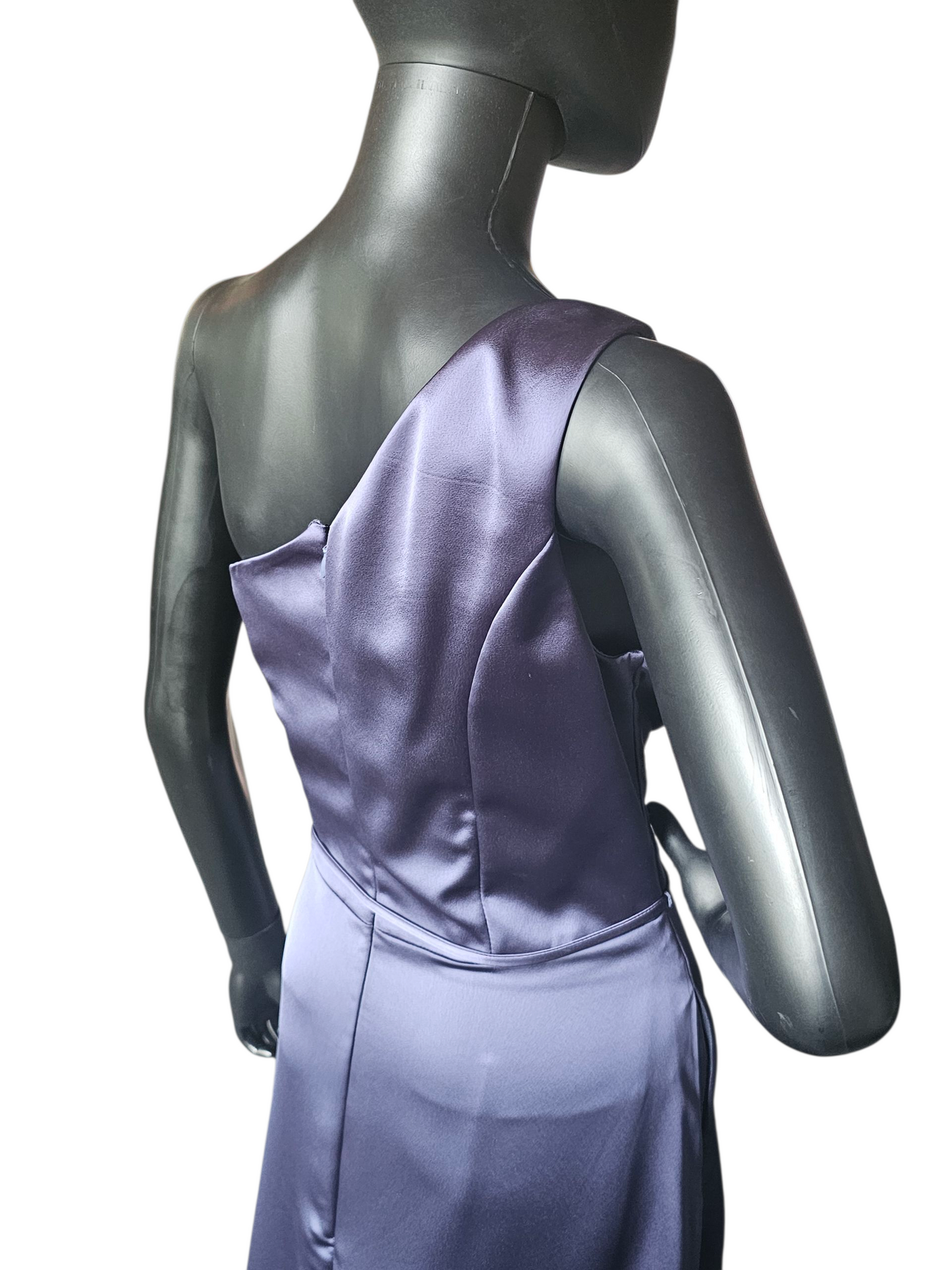 Dusk (Blue) Silky Satin One Shoulder Full Length Formal Gown - Mori Lee