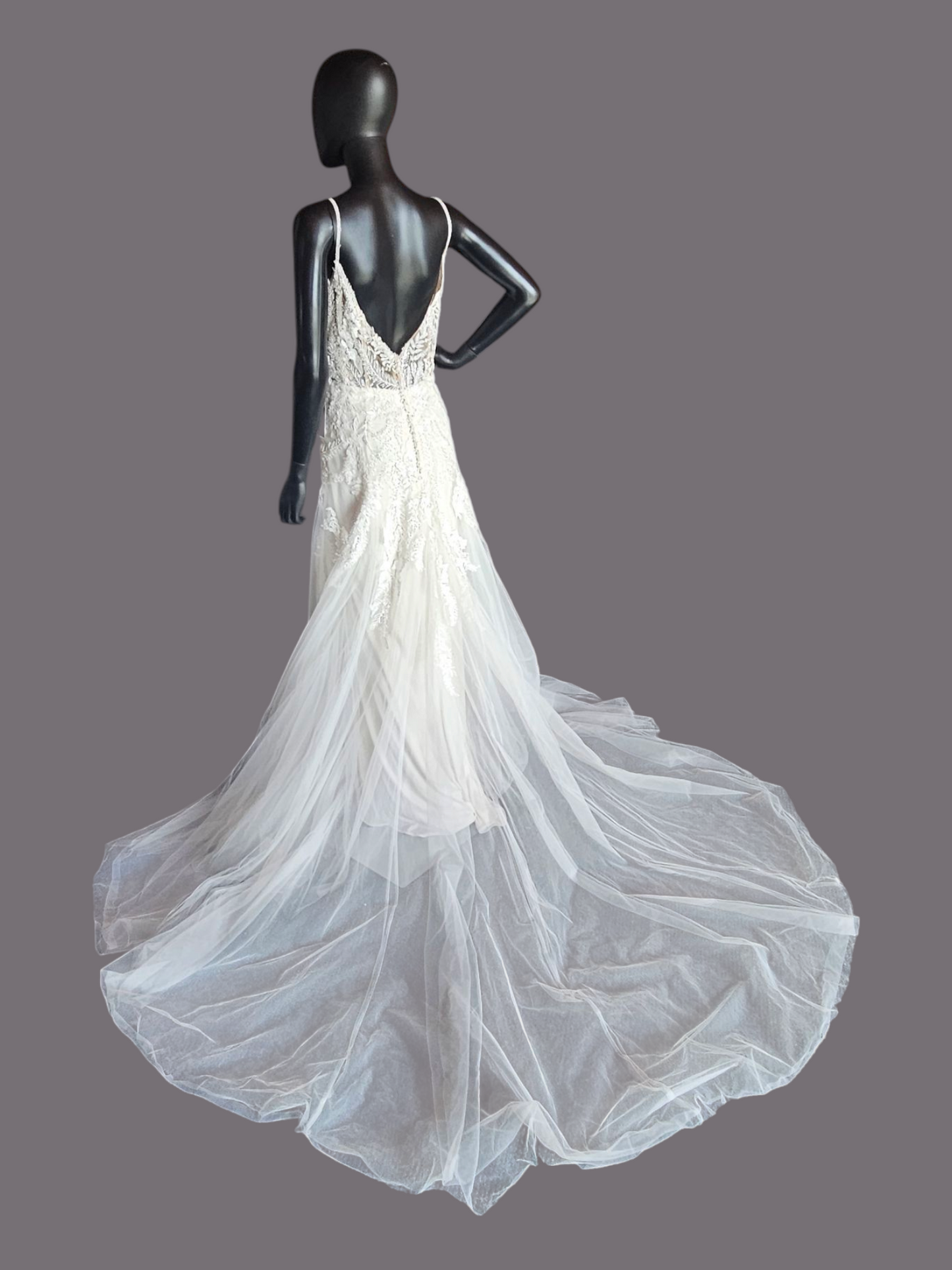 Ivory Beaded Fit/Flare Illusion Wedding Gown - Allure NWT