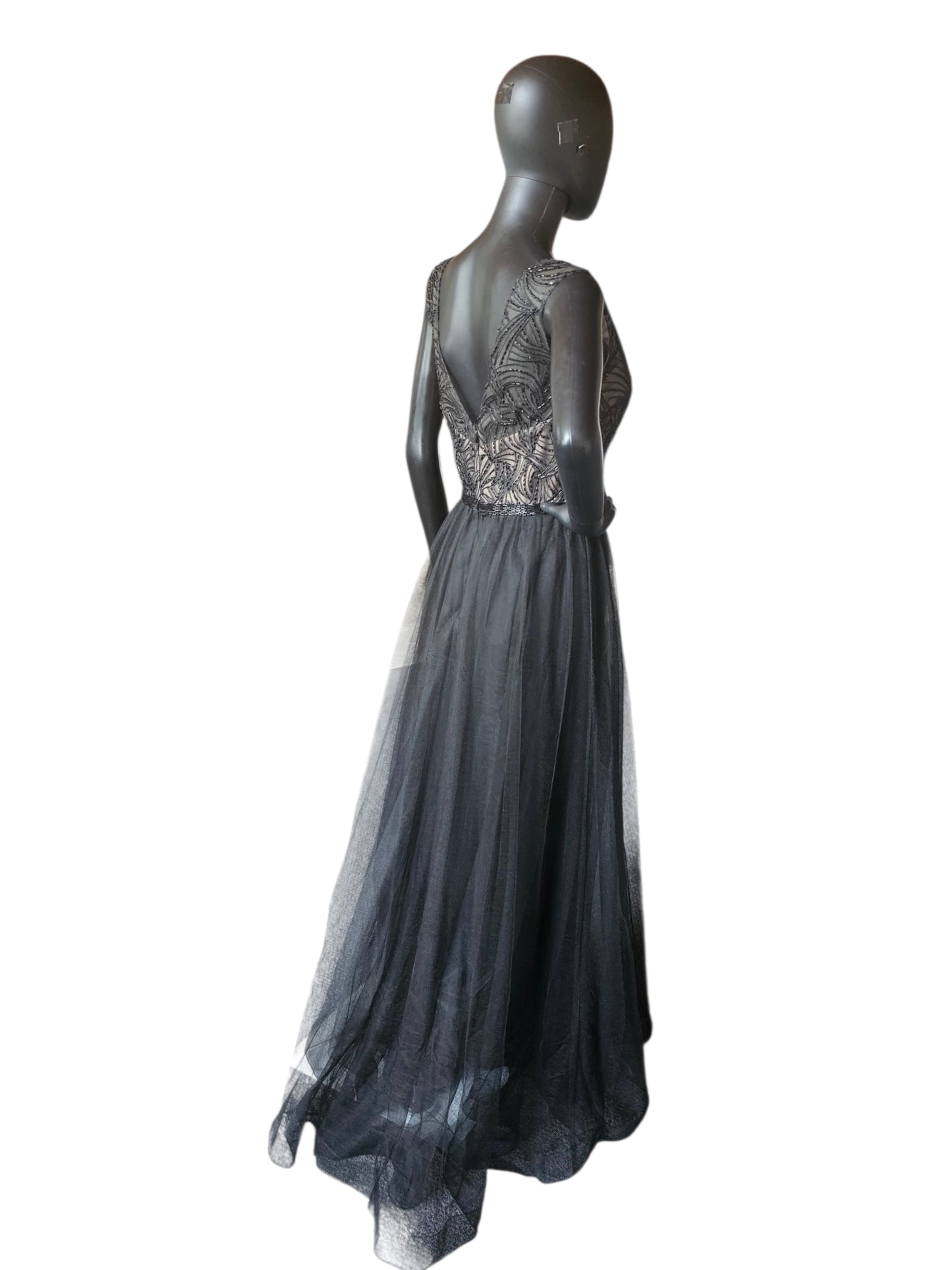 Black Embroidered A-Line - Mori Lee