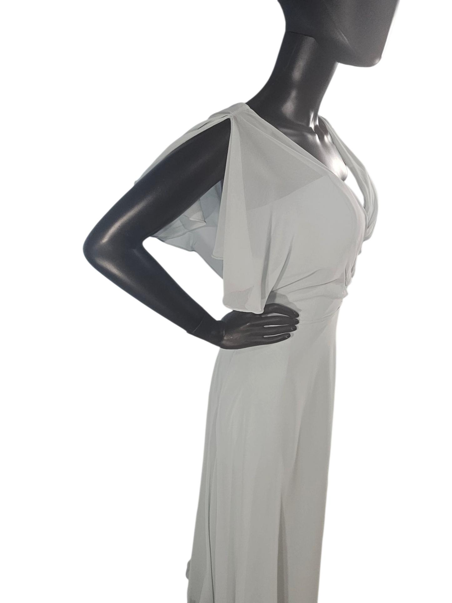 Seaglass Chiffon Flutter Sleeve A-Line Maxi Formal Dress - Mori Lee