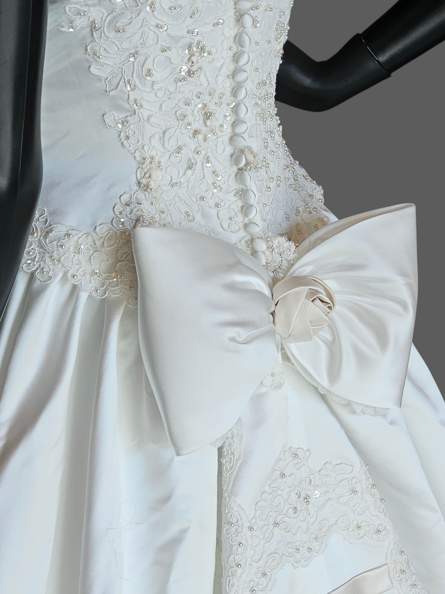 Vintage 2-Tone Square Neck Renaissance Waist Wedding Gown - Michelangelo