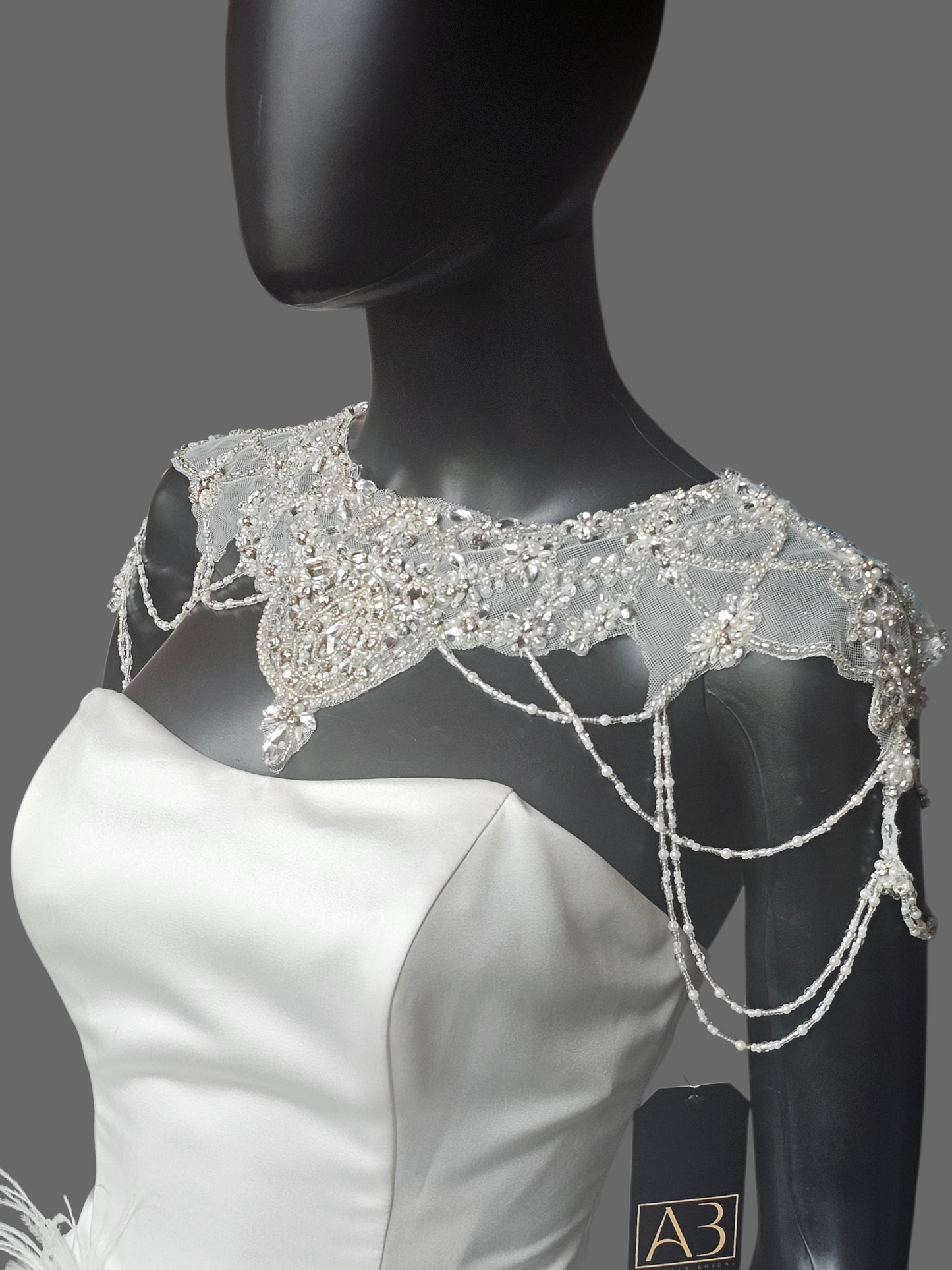 Beaded Applique Draped Shoulder Necklace/Capelet