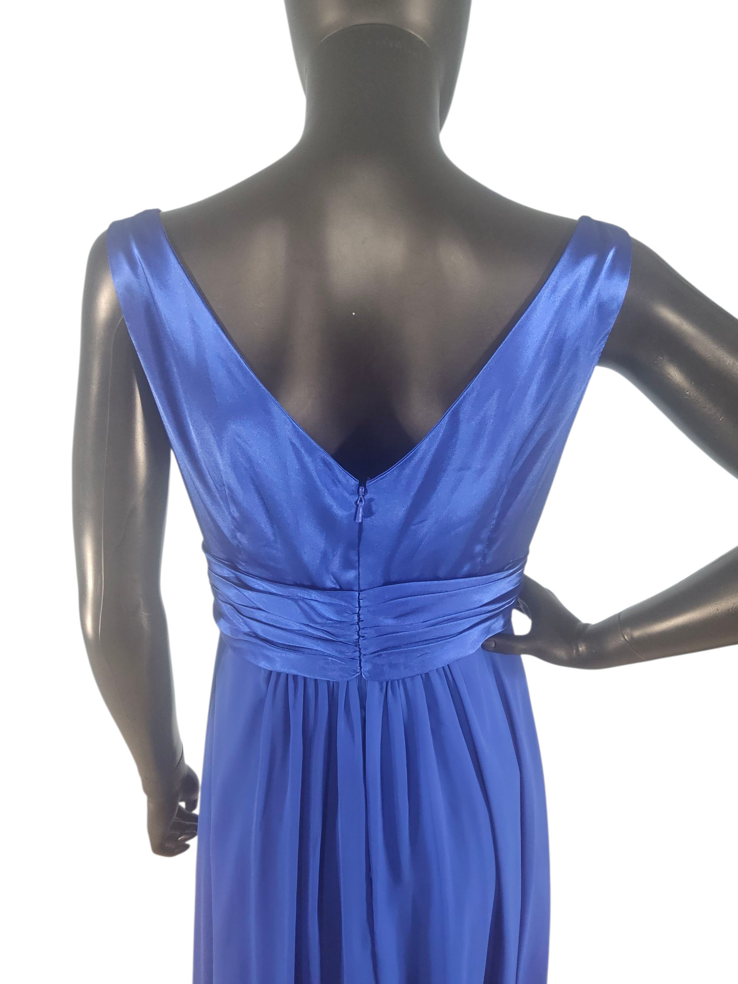 Royal Blue Chiffon V-Neck Maxi Formal Dress - Bill Levkoff