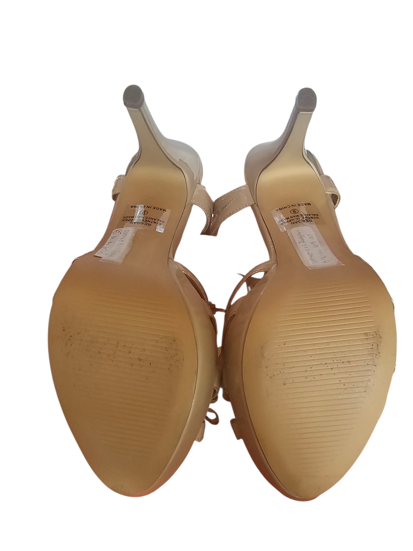 Nude Patent Leather Strappy Heel