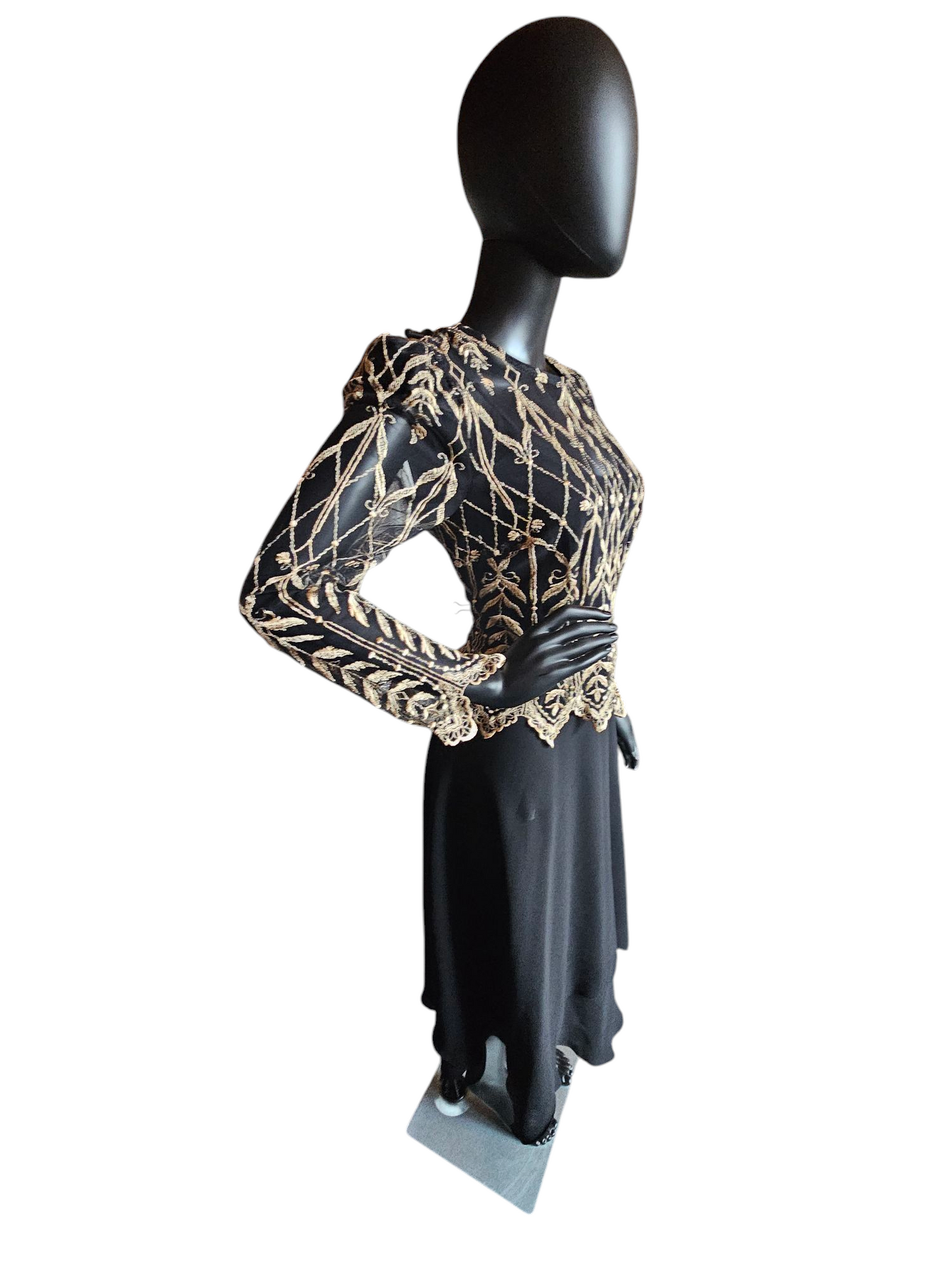 Black/Gold Embroidered Vintage Cachet by Bari Protas