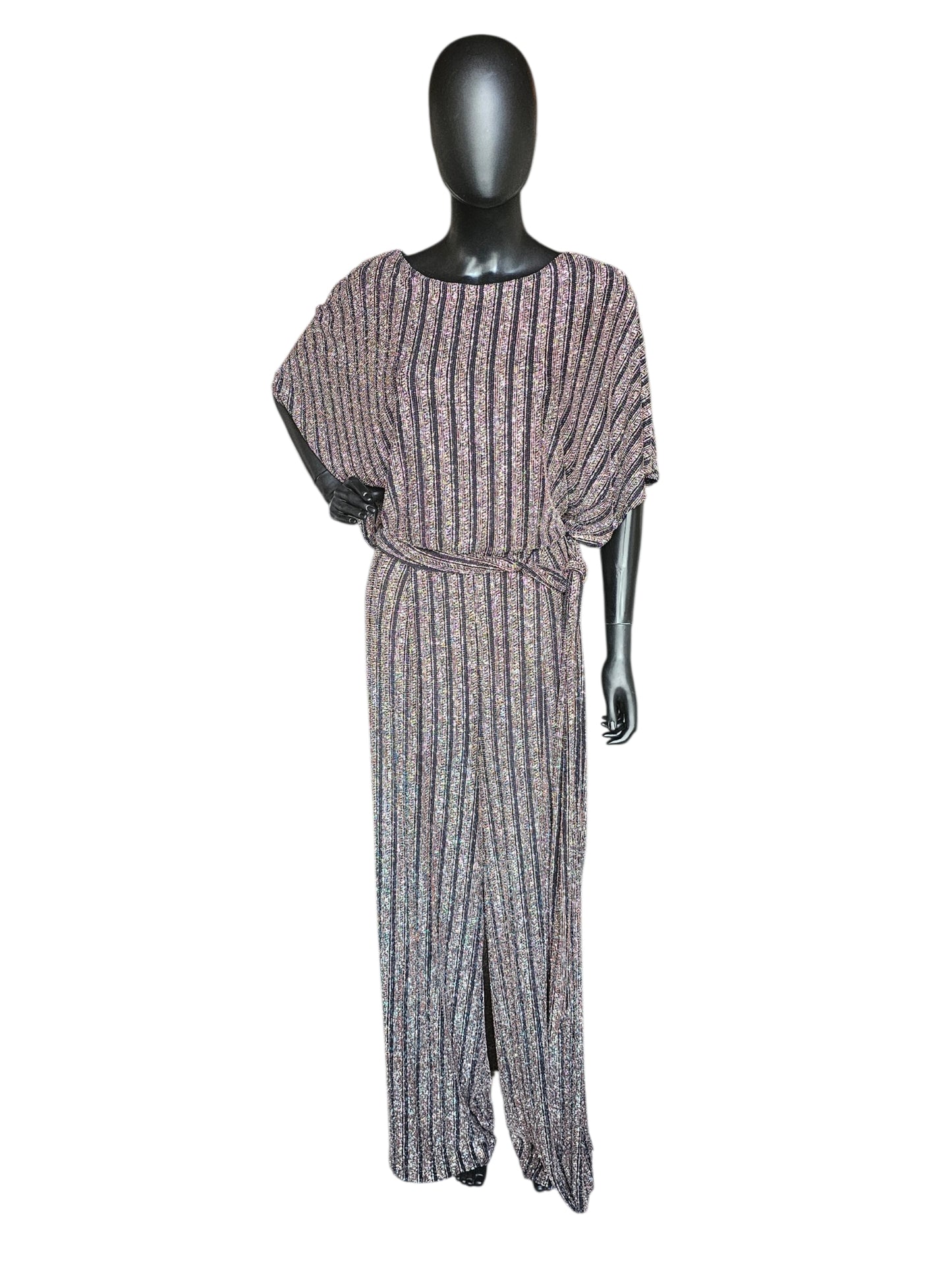Black/Rose Gold Striped Romper - Jessica Howard