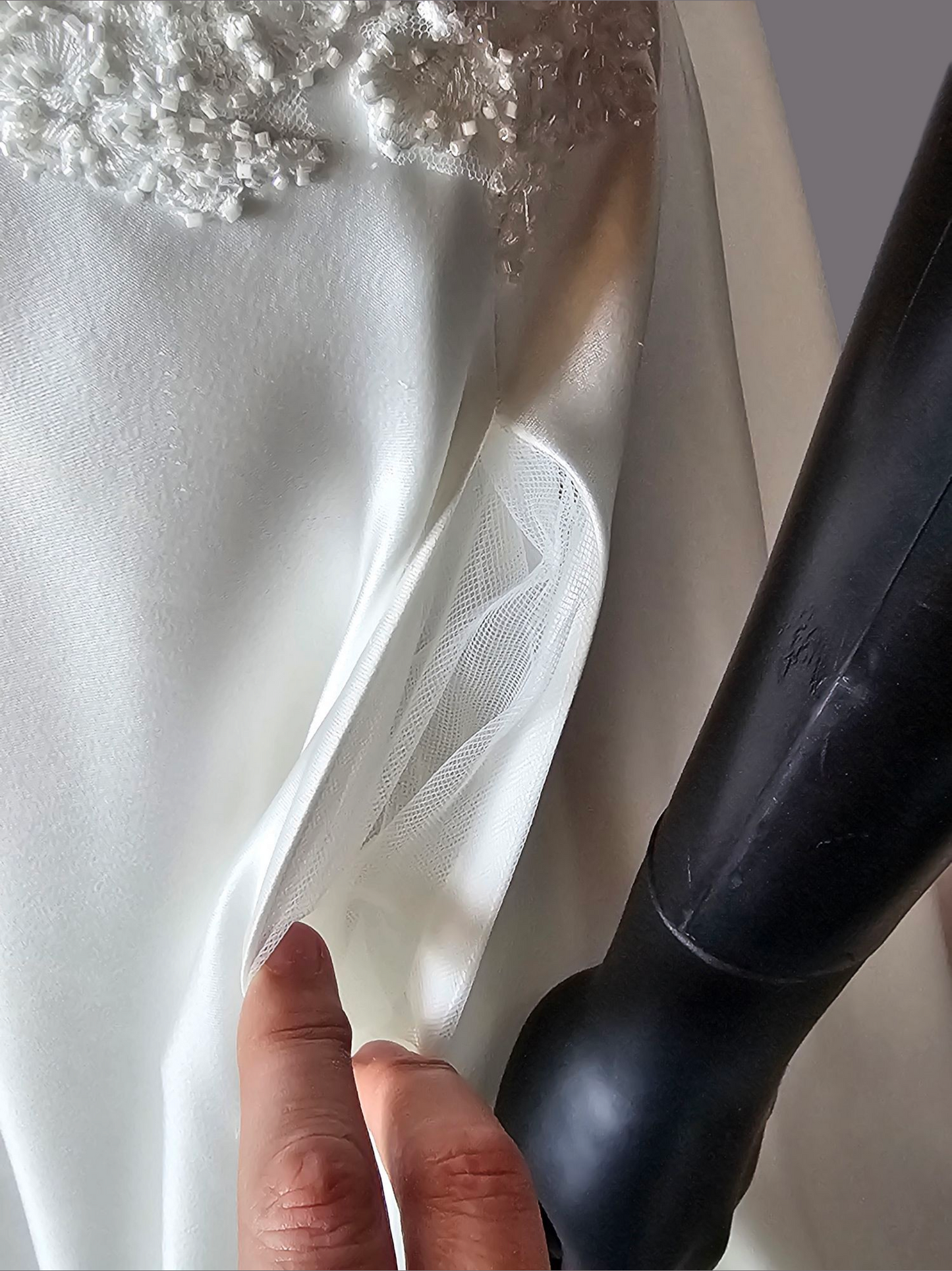 Sweetheart Beaded Satin Wedding Gown - Rebecca Ingram