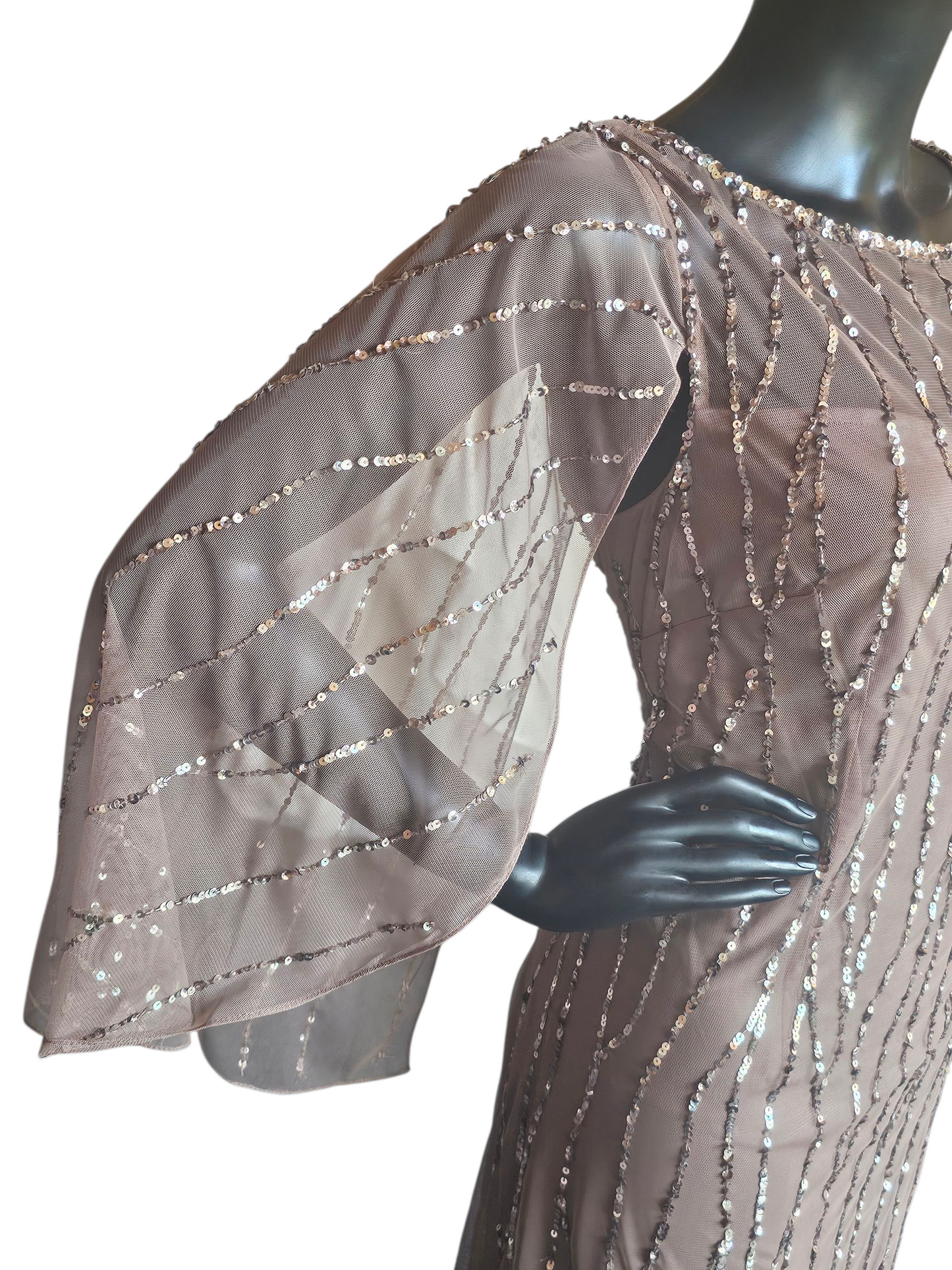 Cafe Sequin Cape Sleeve Full Length Formal Gown - Alex Evenings