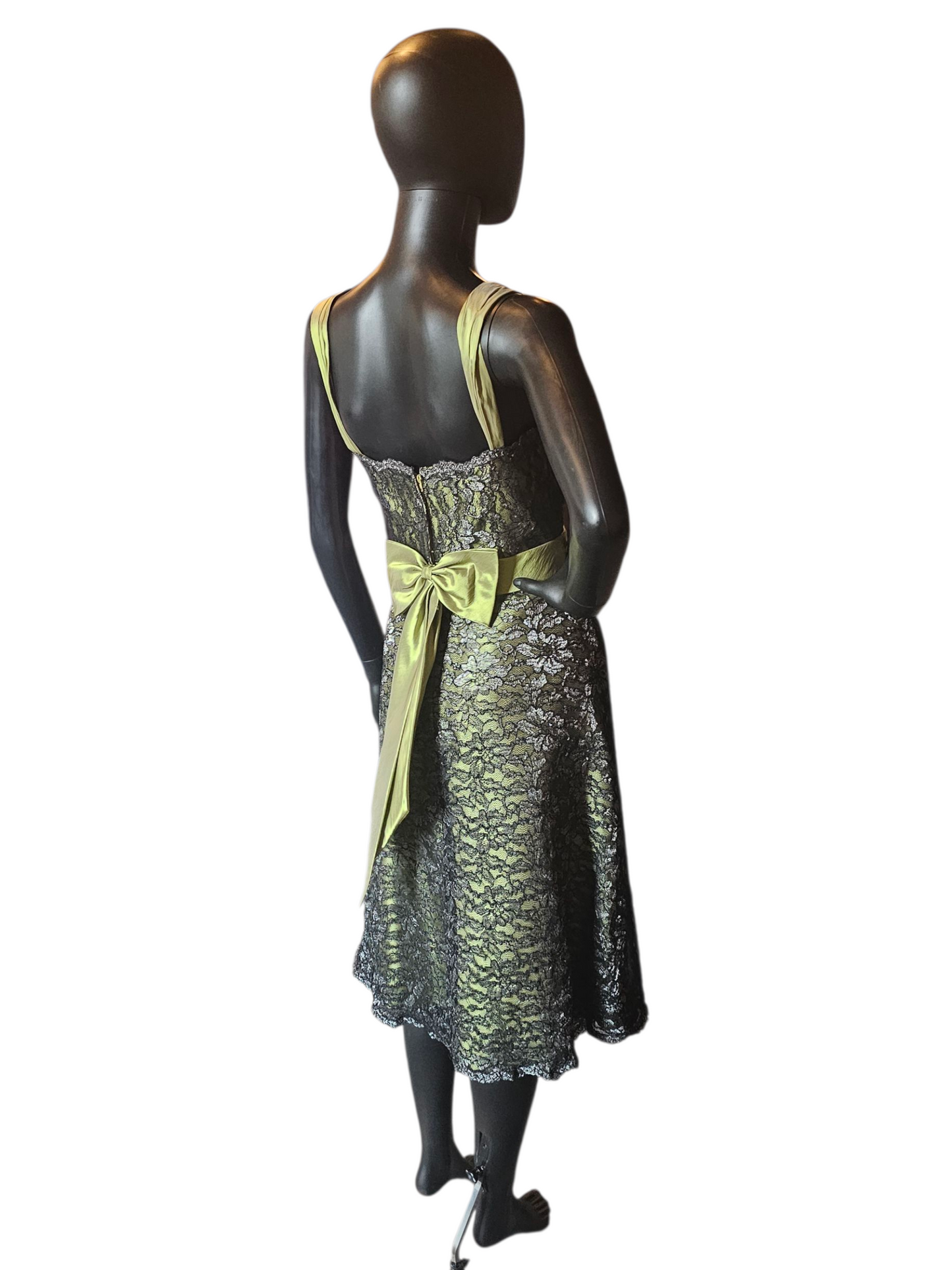 Apple Green/Black Lace A-Line Cocktail Dress - Alexia