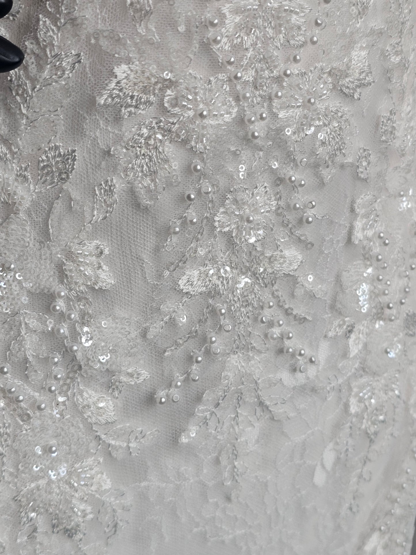Lace/Pearl V-Neck Fitted Wedding Gown - Maggie Sottero
