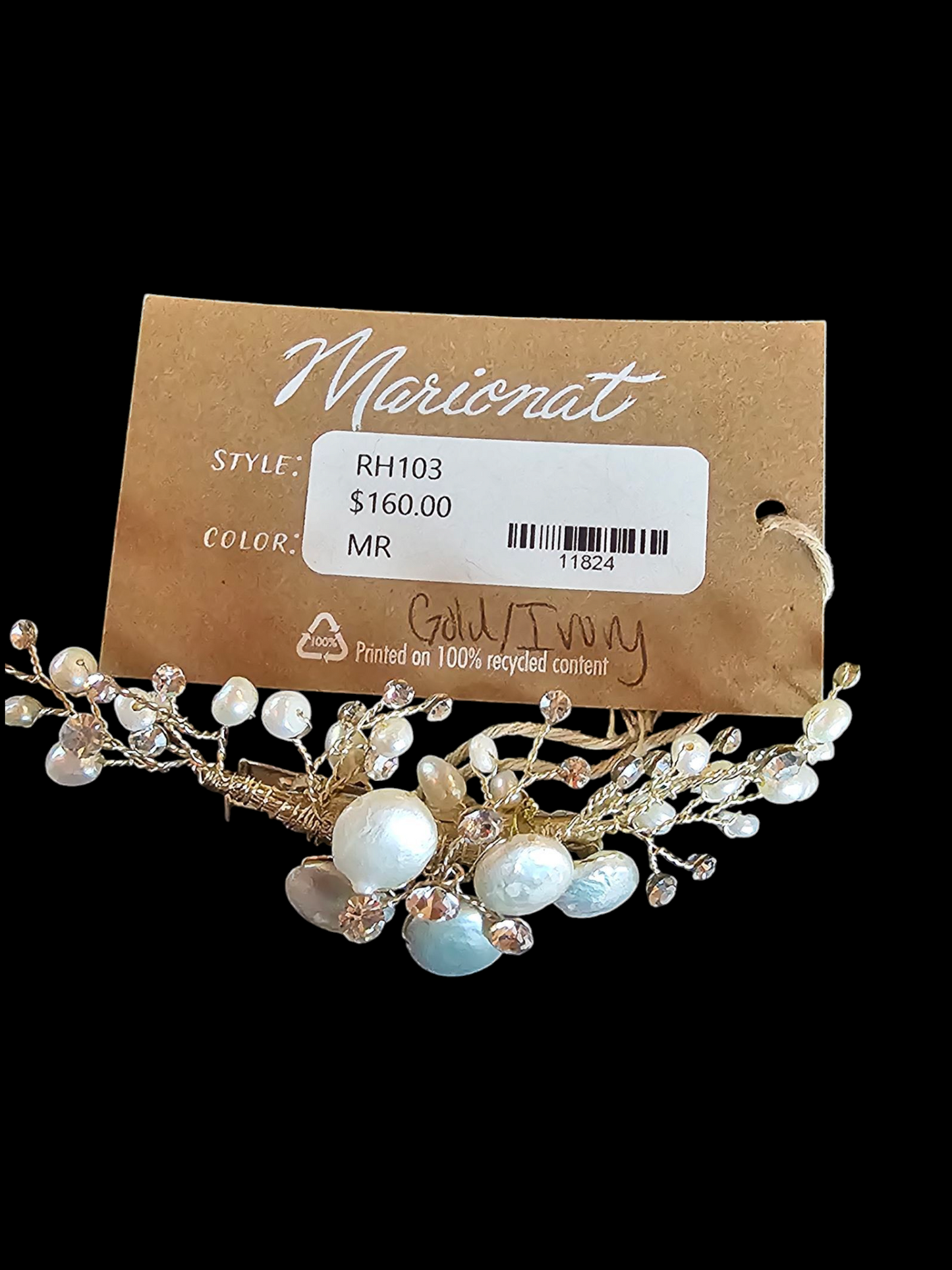 Gold/Freshwater Pearl Wire Hair Clip - Marionat