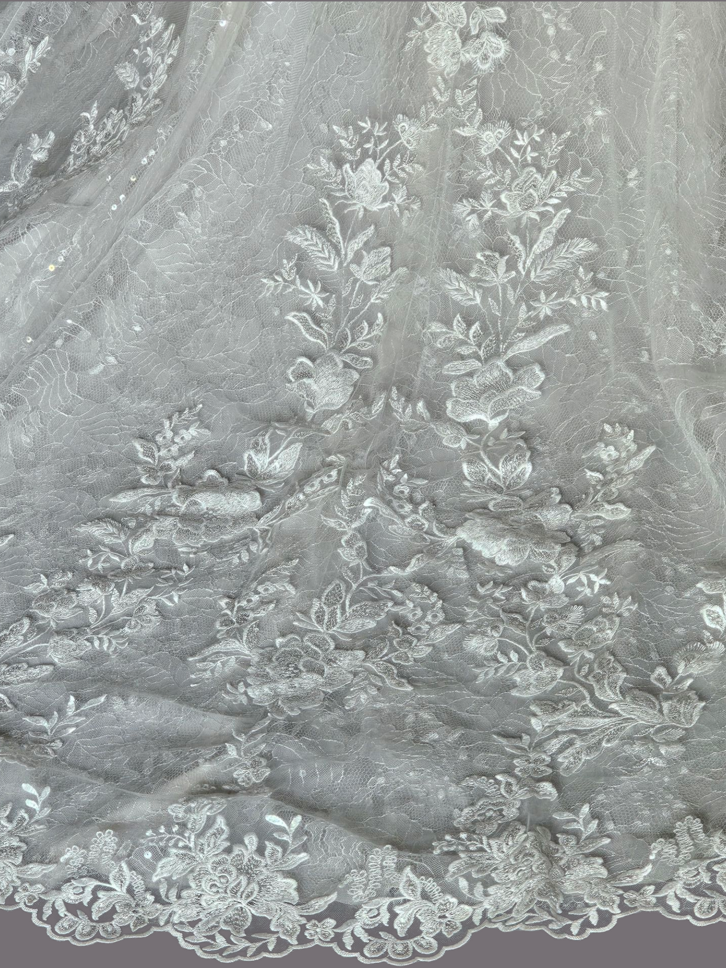 Ivory Illusion Neckline Plunge A-Line Floral Lace Wedding Gown - Morilee