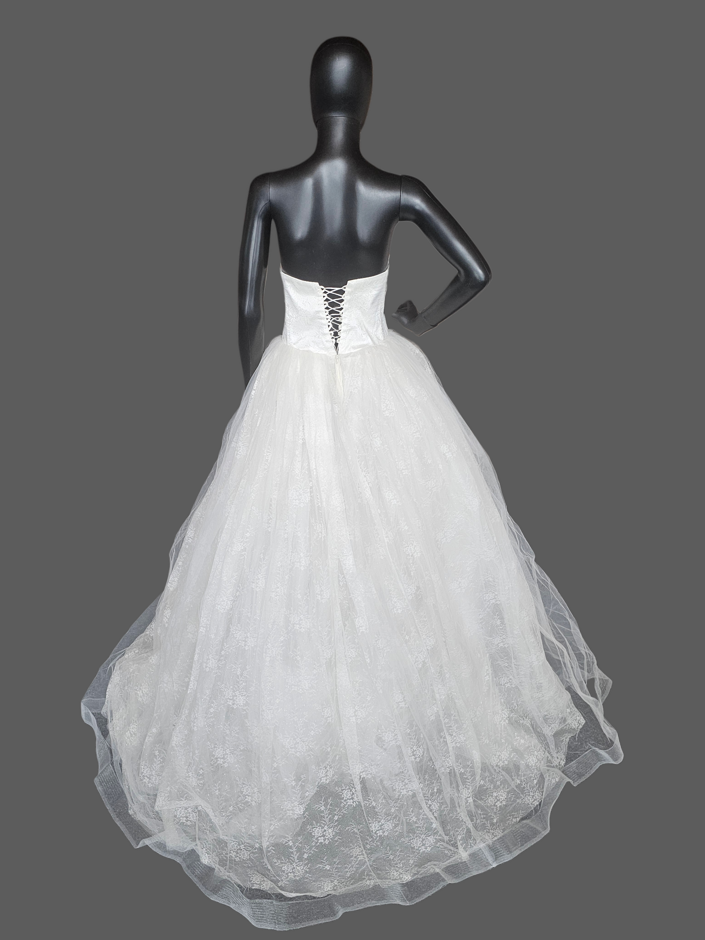 Ivory Lace Sparkle Strapless Sweetheart Wedding Ballgown - Di La Sena