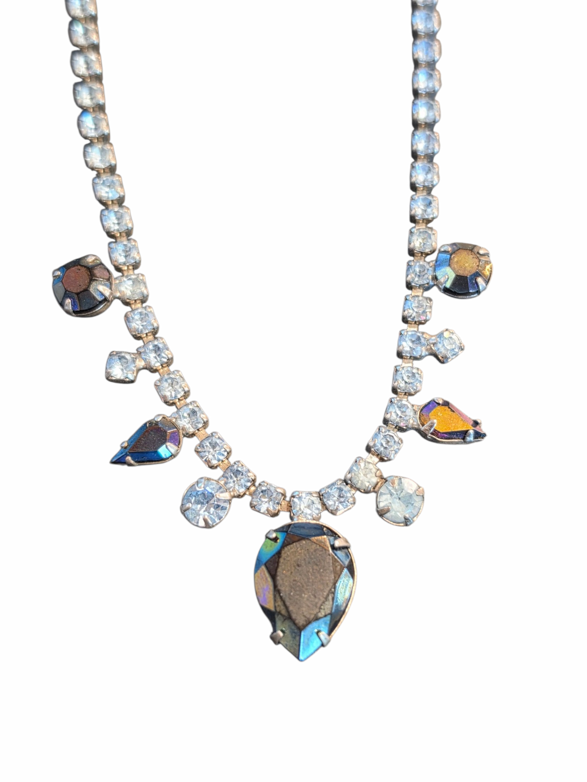 Vintage Blue Paste Teardrop Necklace