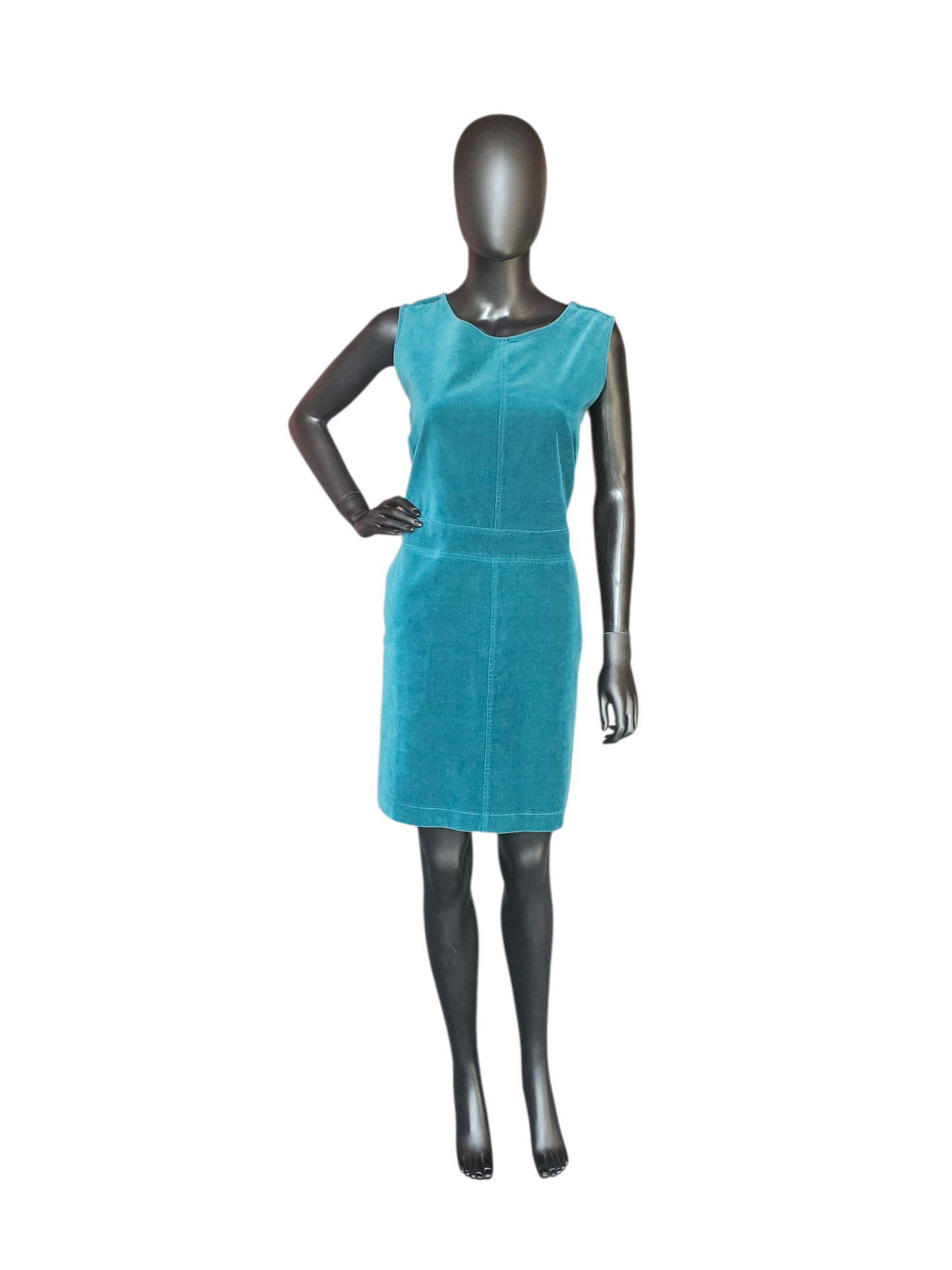 Teal Velvet Casual Mid Length Dress - Thought