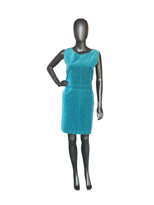 Teal Velvet Casual Mid Length Dress - Thought