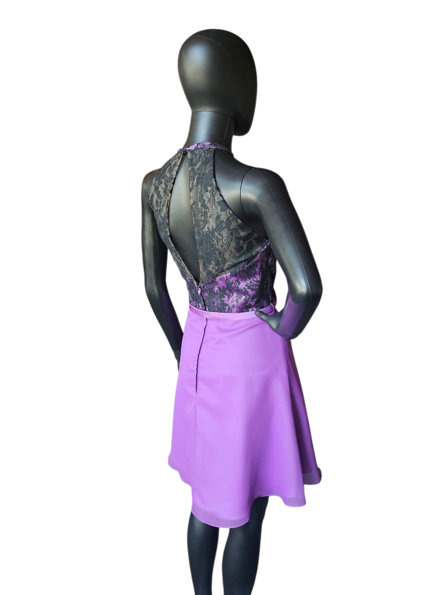 Purple/Black Lace Halter Party/Cocktail Dress - Da Vinci