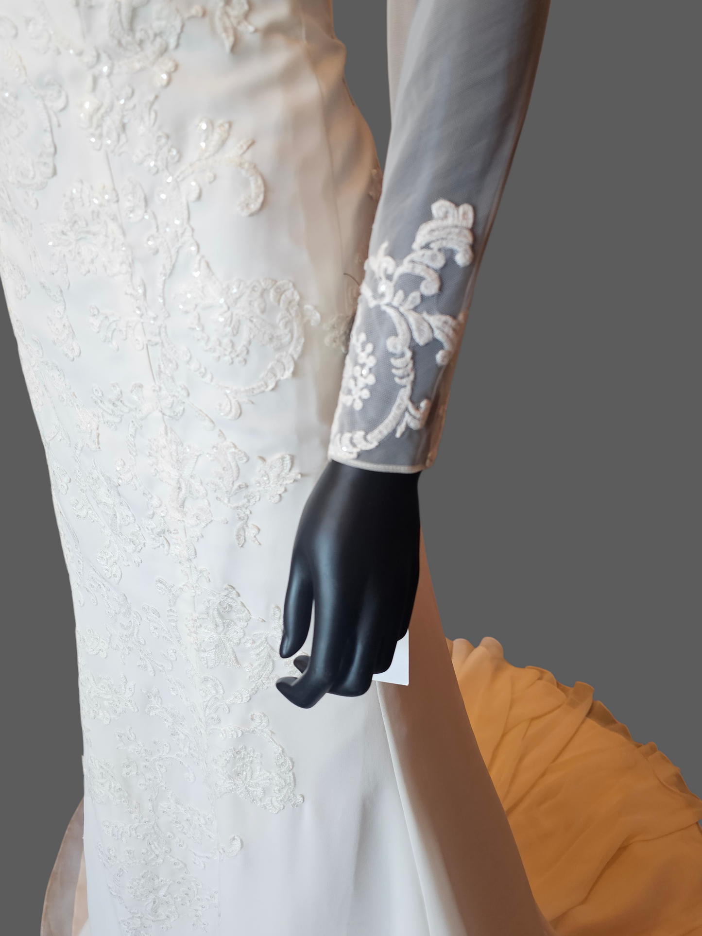 Ivory Fit/Flare Long Sleeve Wedding Gown - Davids Bridal NWT