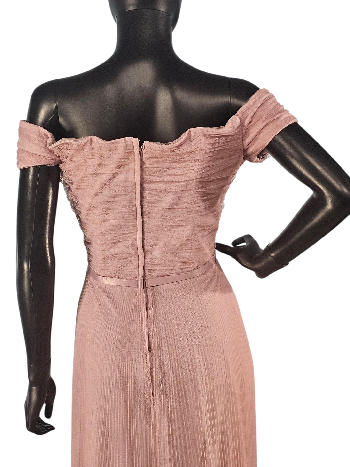 Desert Rose Accordion Net Off Shoulder Formal Dress - Mori Lee