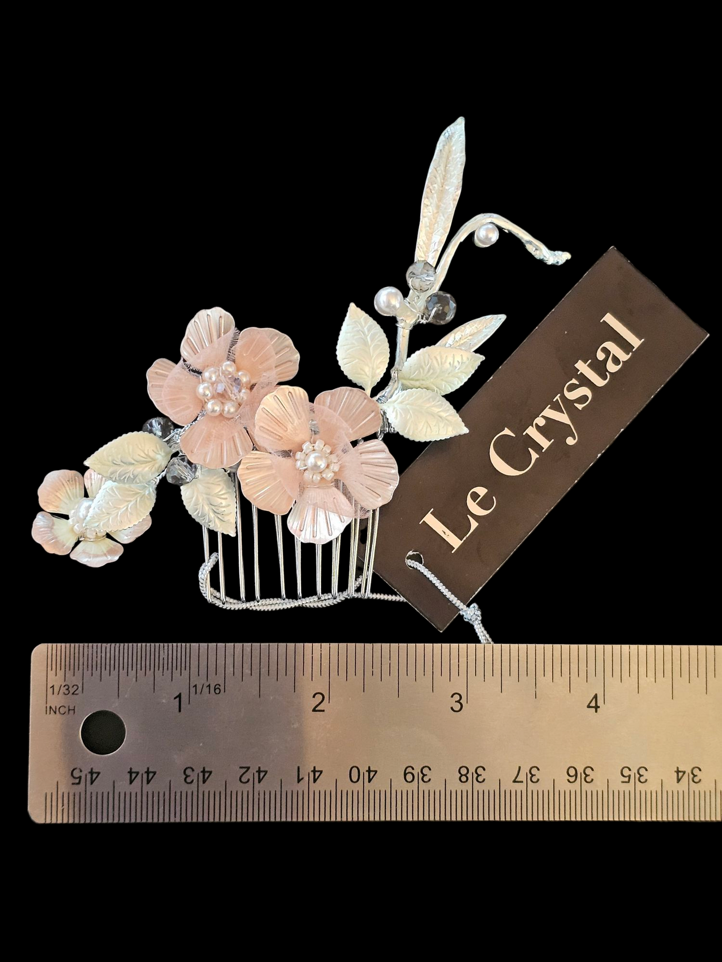 Soft Pink/Ice Green Metal Floral Hair Comb