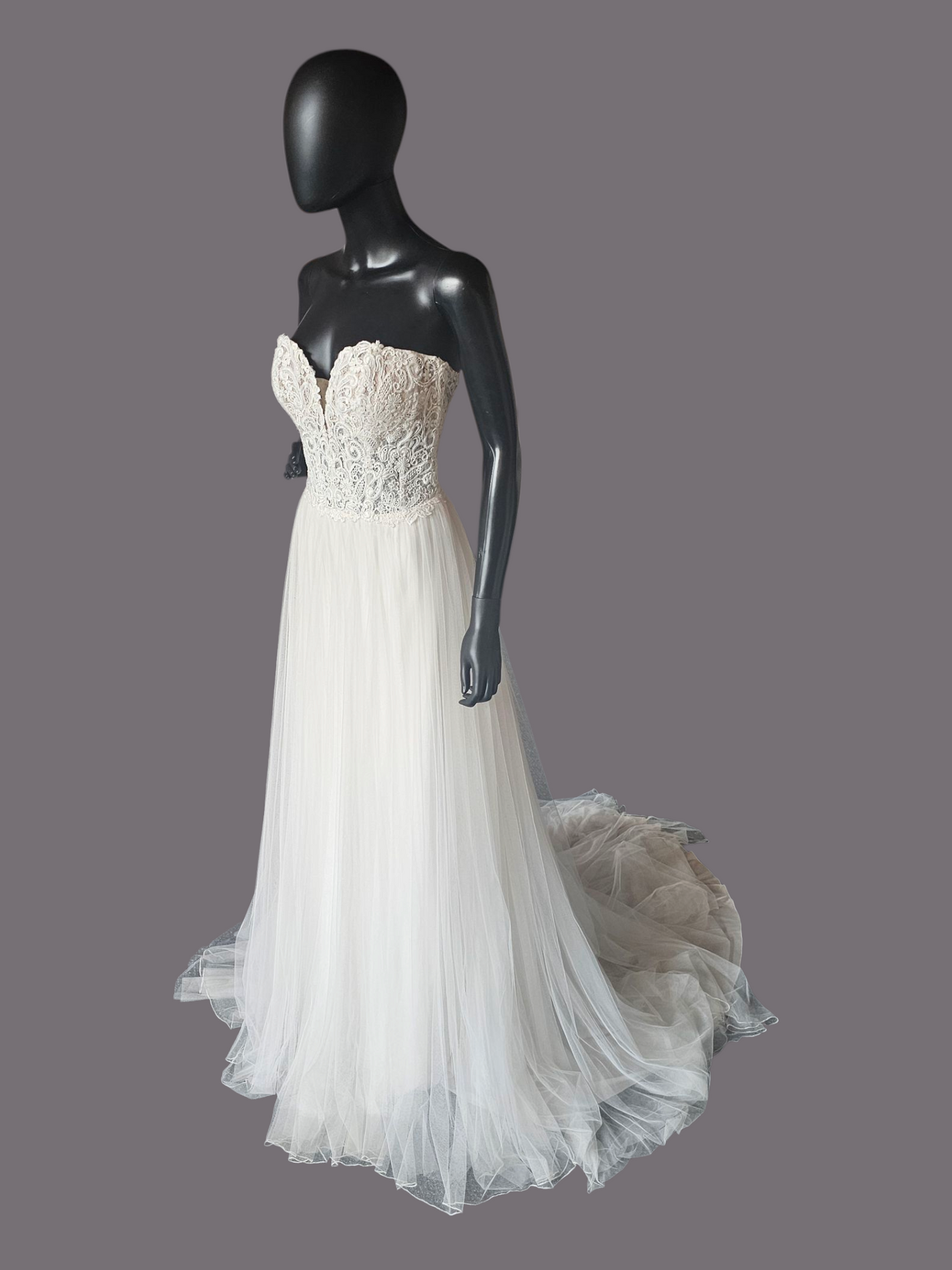 Lace Illusion Bodice Strapless Plunge - Justin Alexander