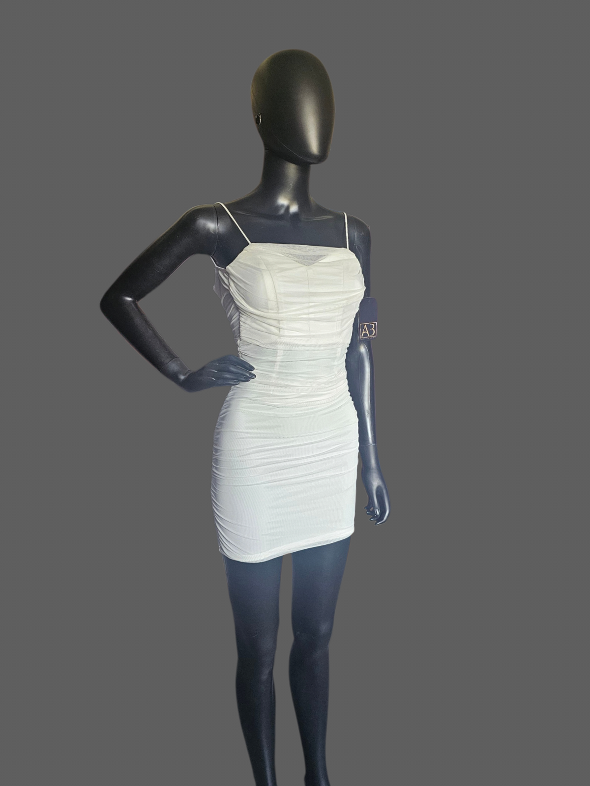 White Net Ruched Corset Homecoming Dress - Princess Polly