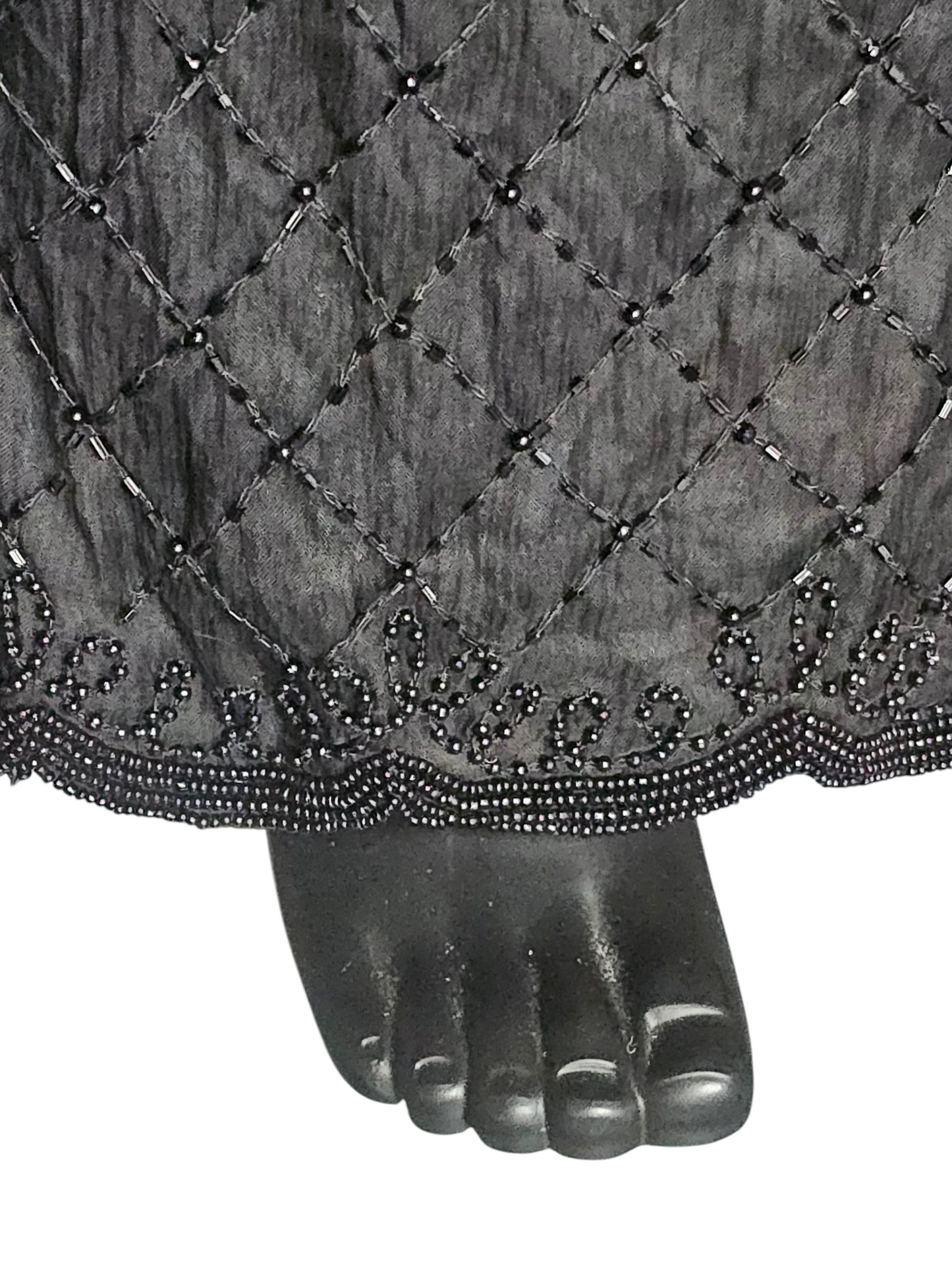 Vintage Black Silk Beaded Formal - Steney