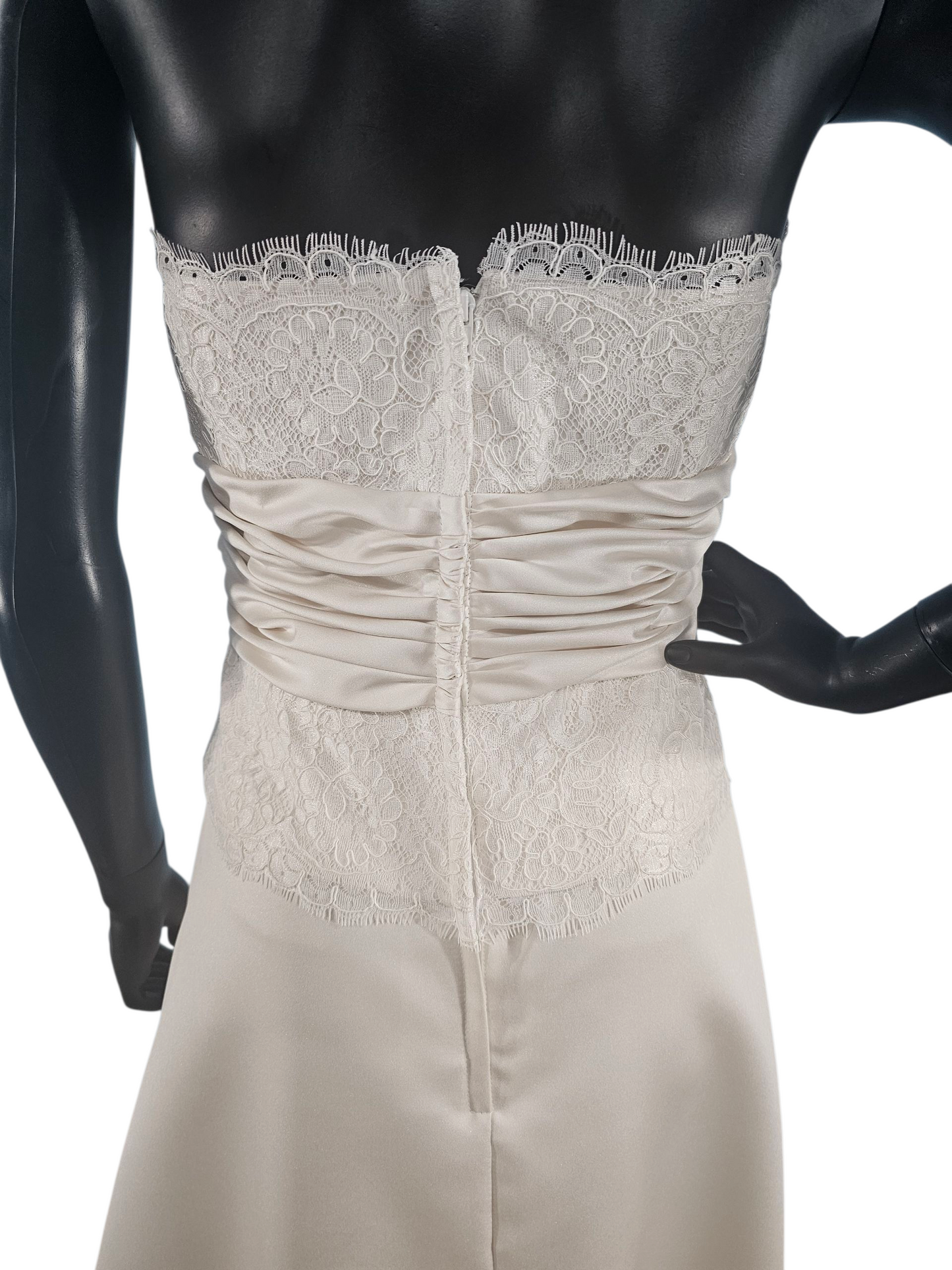 Ivory Lace/Satin Mid-Length Formal Dress - Forever Yours