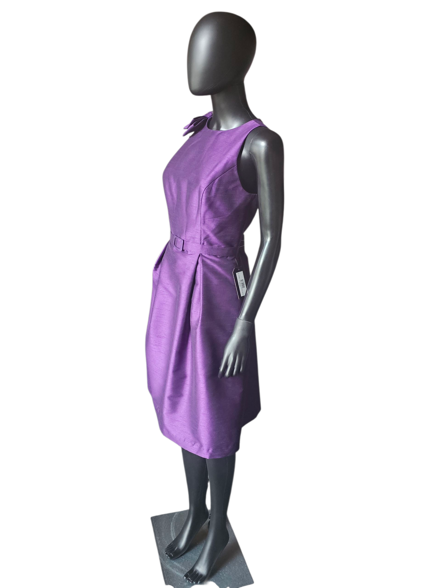 Purple Shangtung High Neck Belted Cocktail/Party Dress - Alexia
