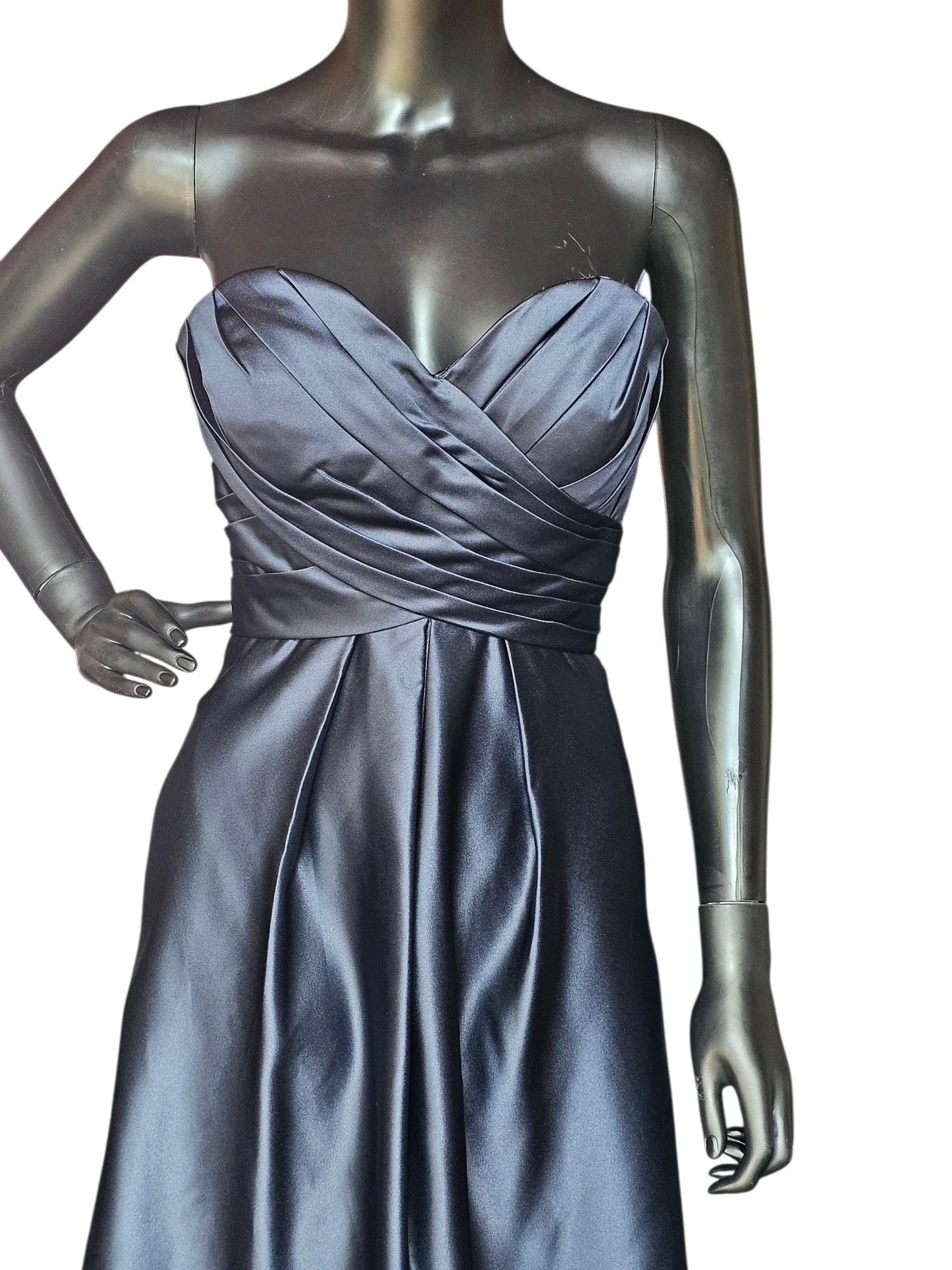 Navy Satin Sweetheart Cocktail/Party Dress - Bill Levkoff