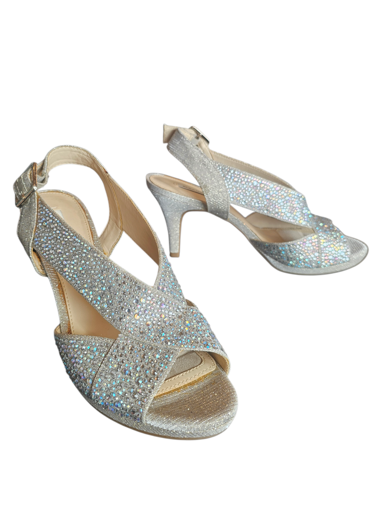 Iridescent Crystal Cross Sandal Shoe - Alex Marie
